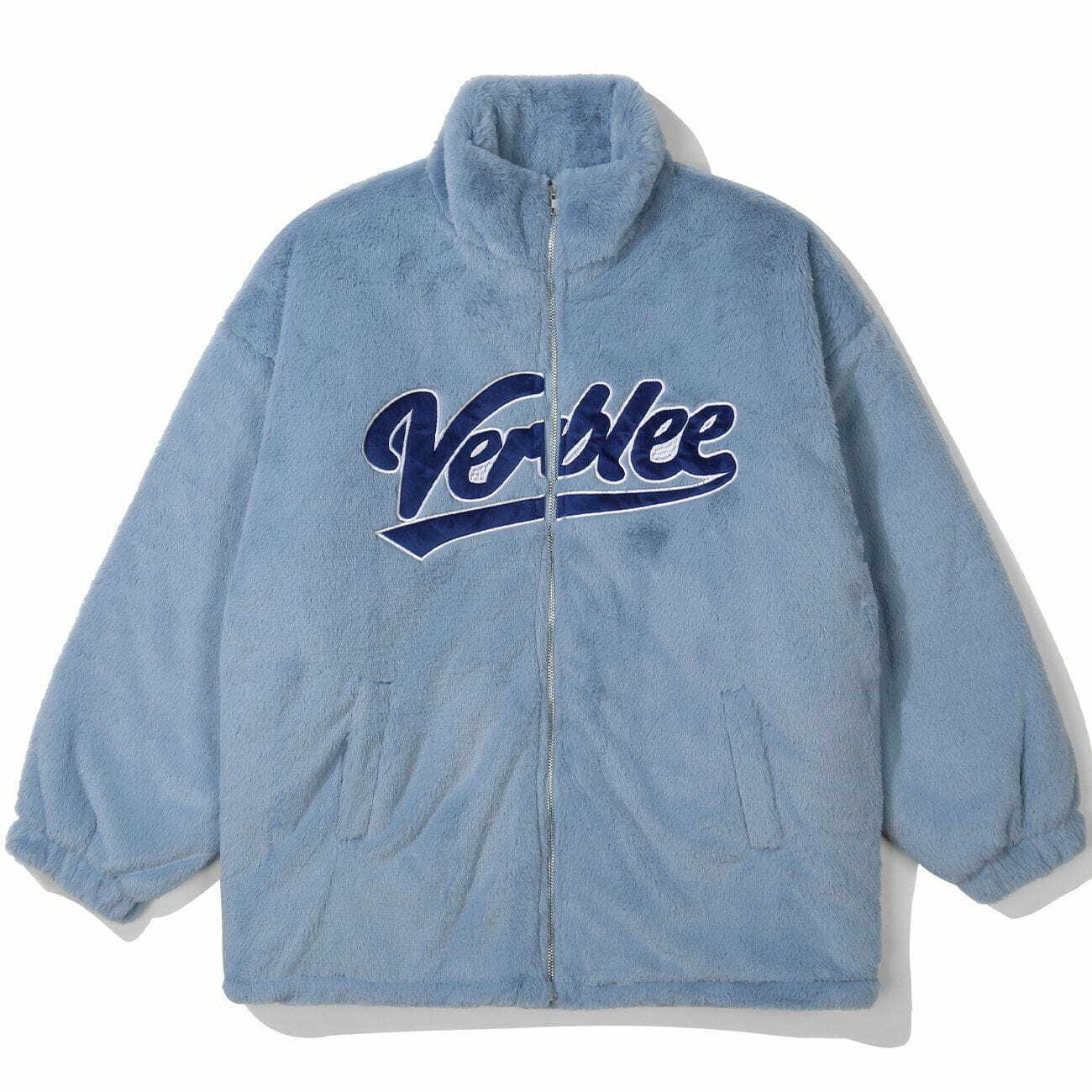 Y2K Aesthetic Embroidered Letters Winter Coat - Grunge Style for 90s Fashion Lovers