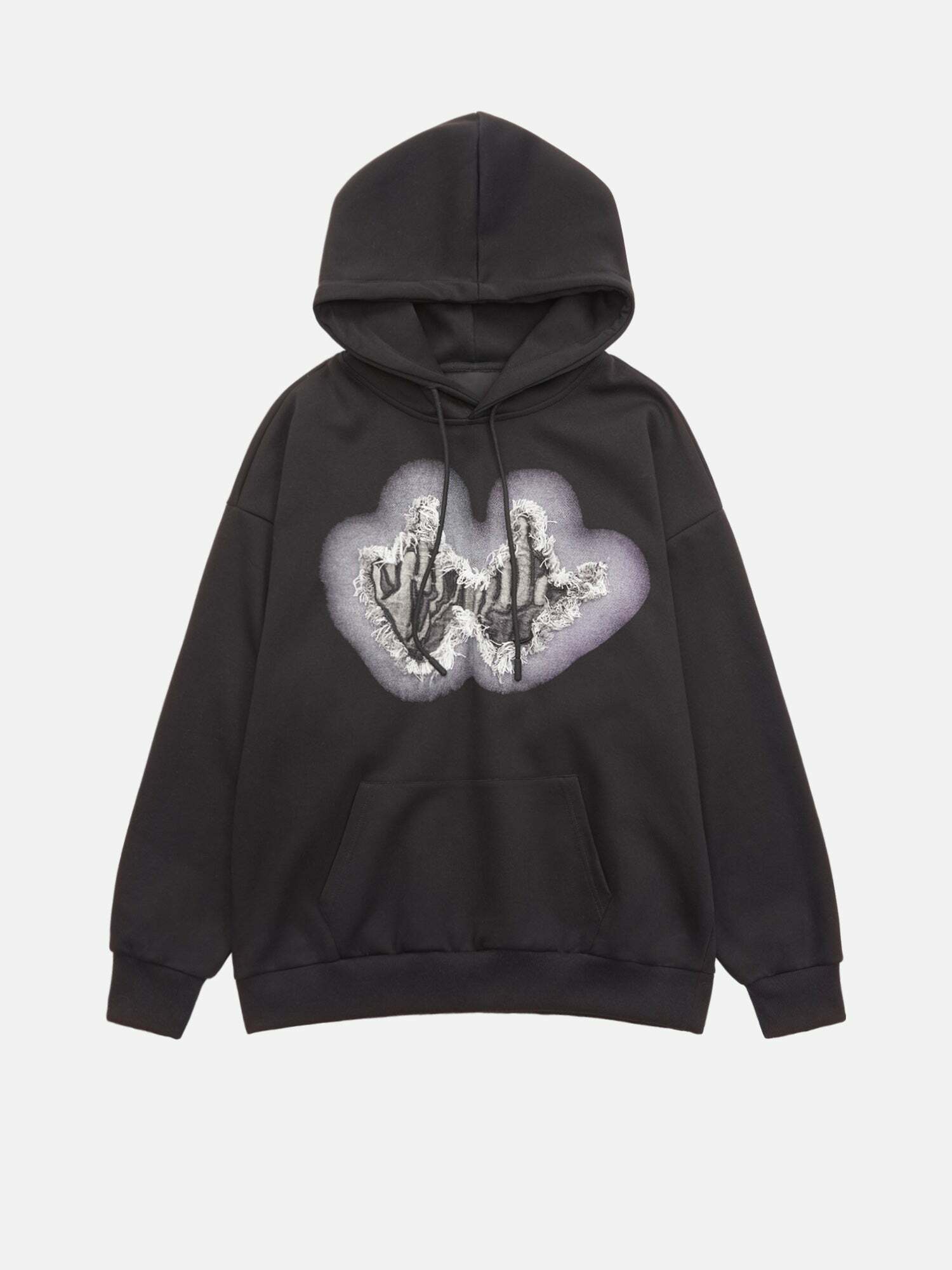 Y2K Aesthetic Embroidered Patch Hooded Sweatshirt - Grunge Style for Summer Outfits & Casual Looks