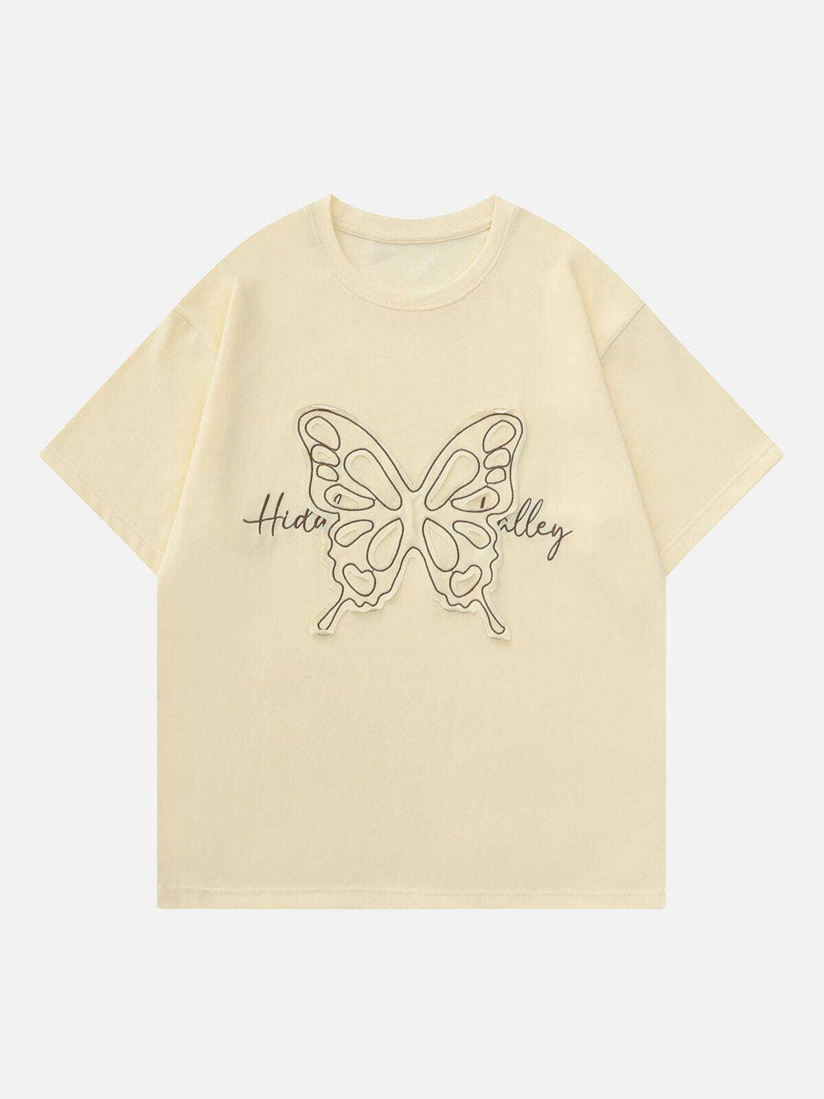 Y2K Aesthetic Embroidery Butterfly Tee - Trendy Summer Outfit for 90s Fashion Lovers