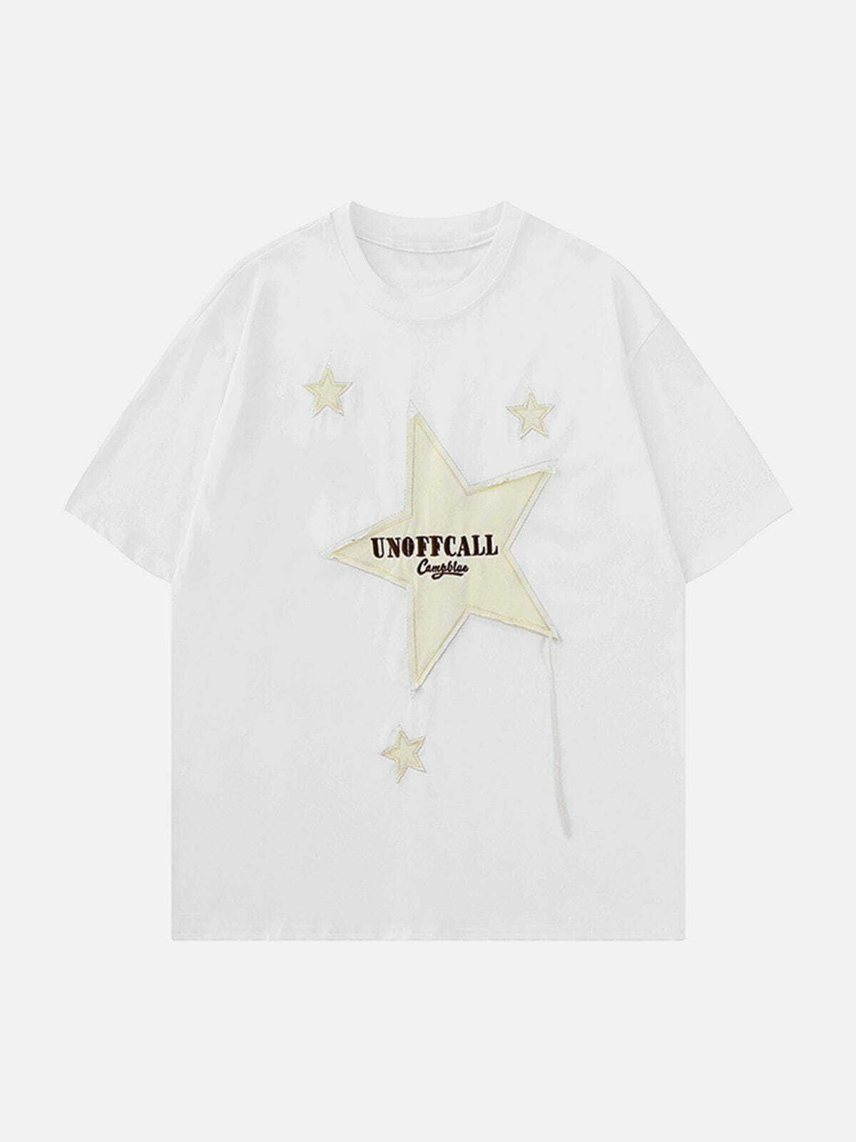 Y2K Aesthetic Embroidery Star Tee - Vintage 90s Grunge Style for Trendy Summer Outfits