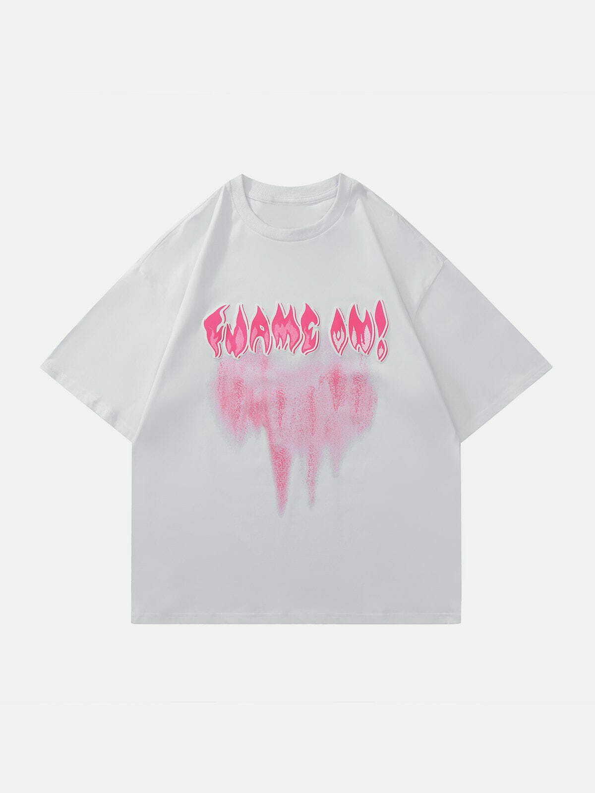 Y2K Aesthetic Flame Letters Tie Dye Graphic Tee - Trendy Summer Outfit for Grunge & 90s Vibes