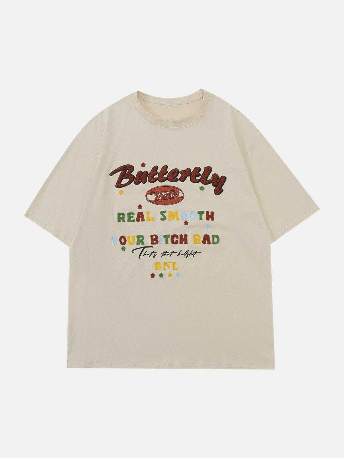 Y2K Aesthetic Flocked Towel Embroidery Letter Tee - Trendy 90s Grunge Style for Summer Outfits