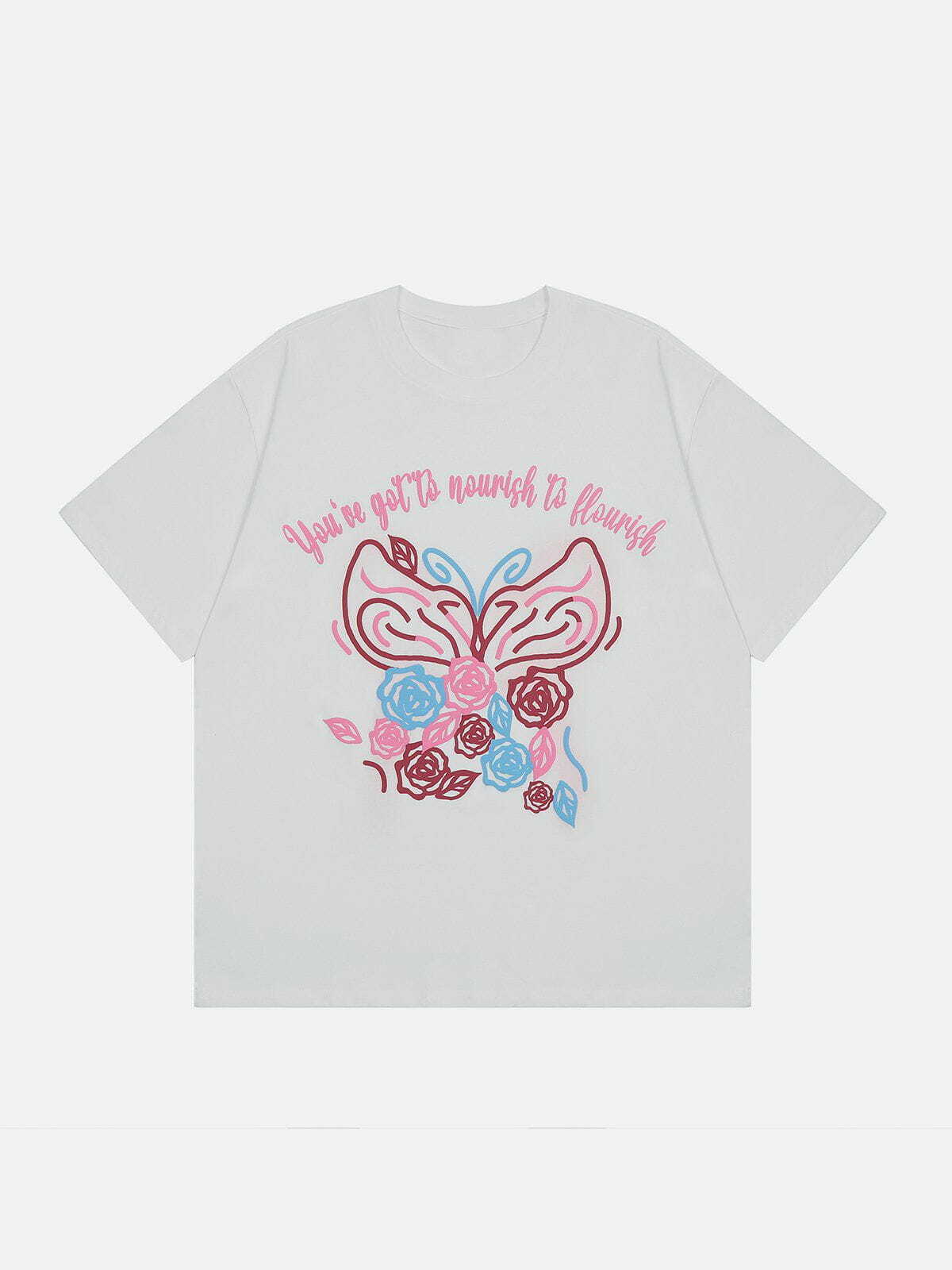 Y2K Aesthetic Flower Butterfly Print Tee - Cute Summer Outfit for 90s Fashion Lovers