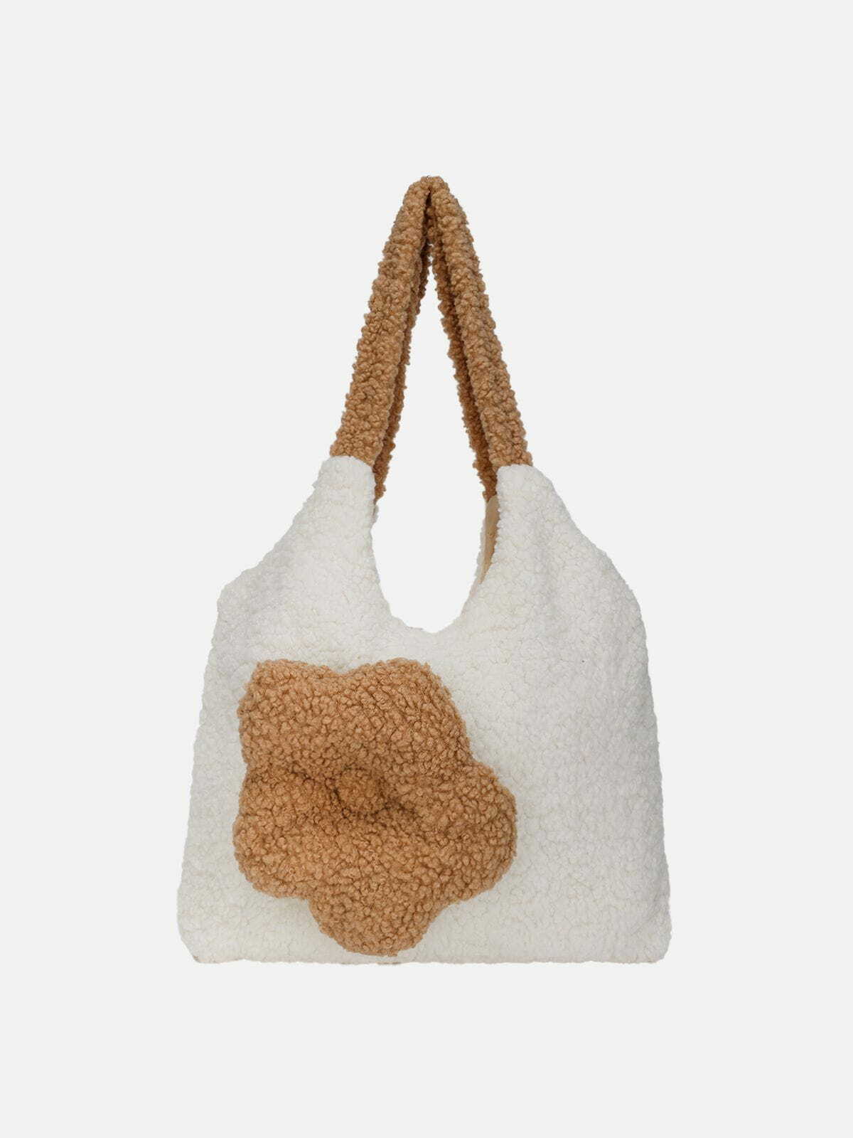 Y2K Aesthetic Flower Sherpa Bag - Perfect for Summer Outfits, Grunge Style & 90s Fashion