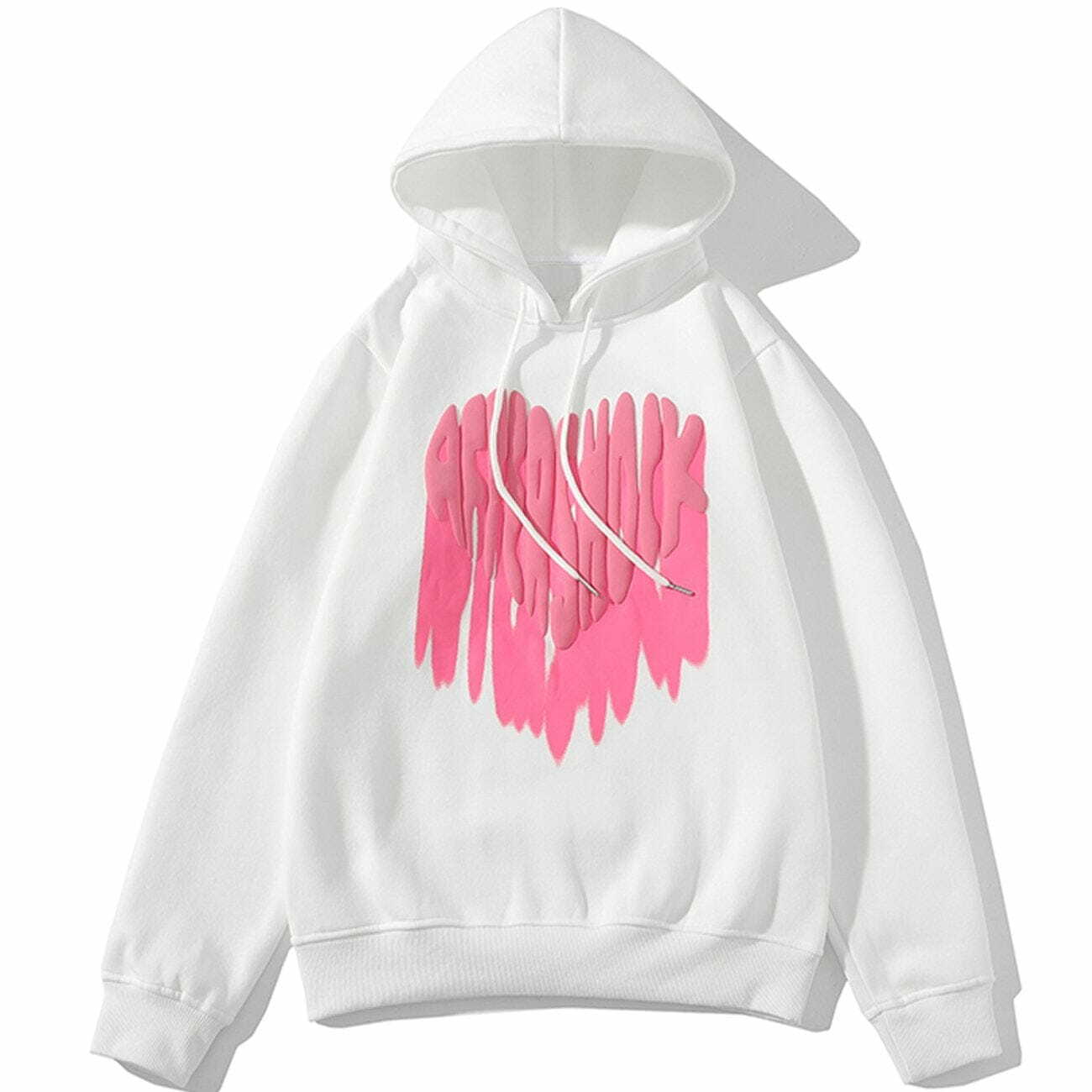 Y2K Aesthetic Foam Heart Print Hoodie - Cute Grunge Style for Summer Outfits & Casual Looks