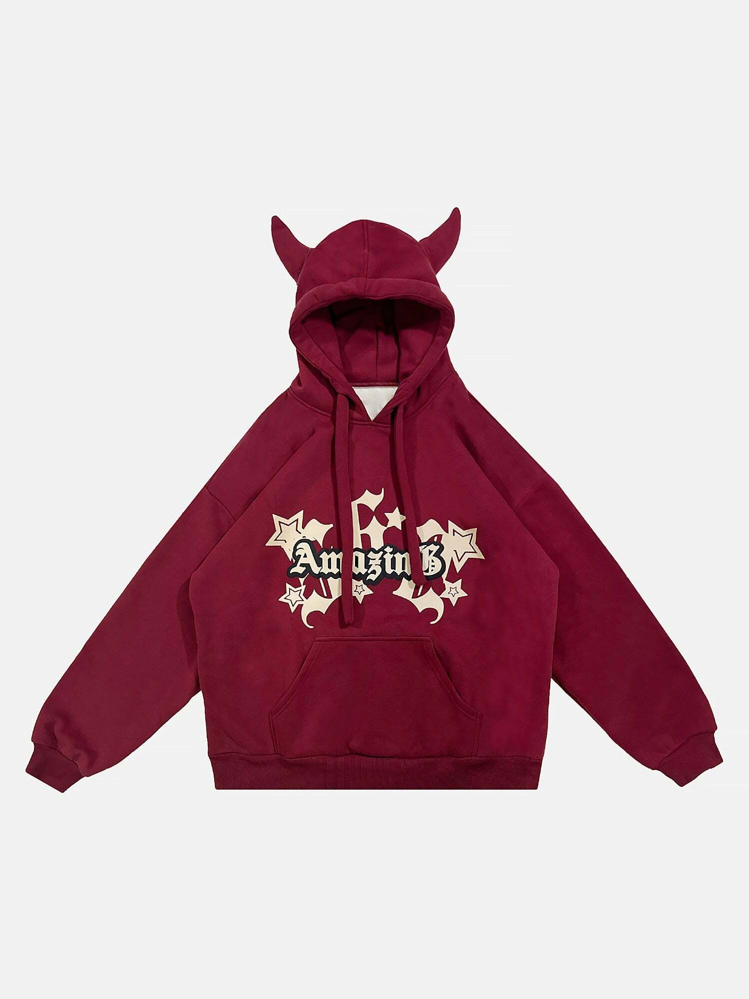 Y2K Aesthetic Funny Letter Print Velvet Hooded Sweatshirt for Grunge and 90s Fashion Lovers