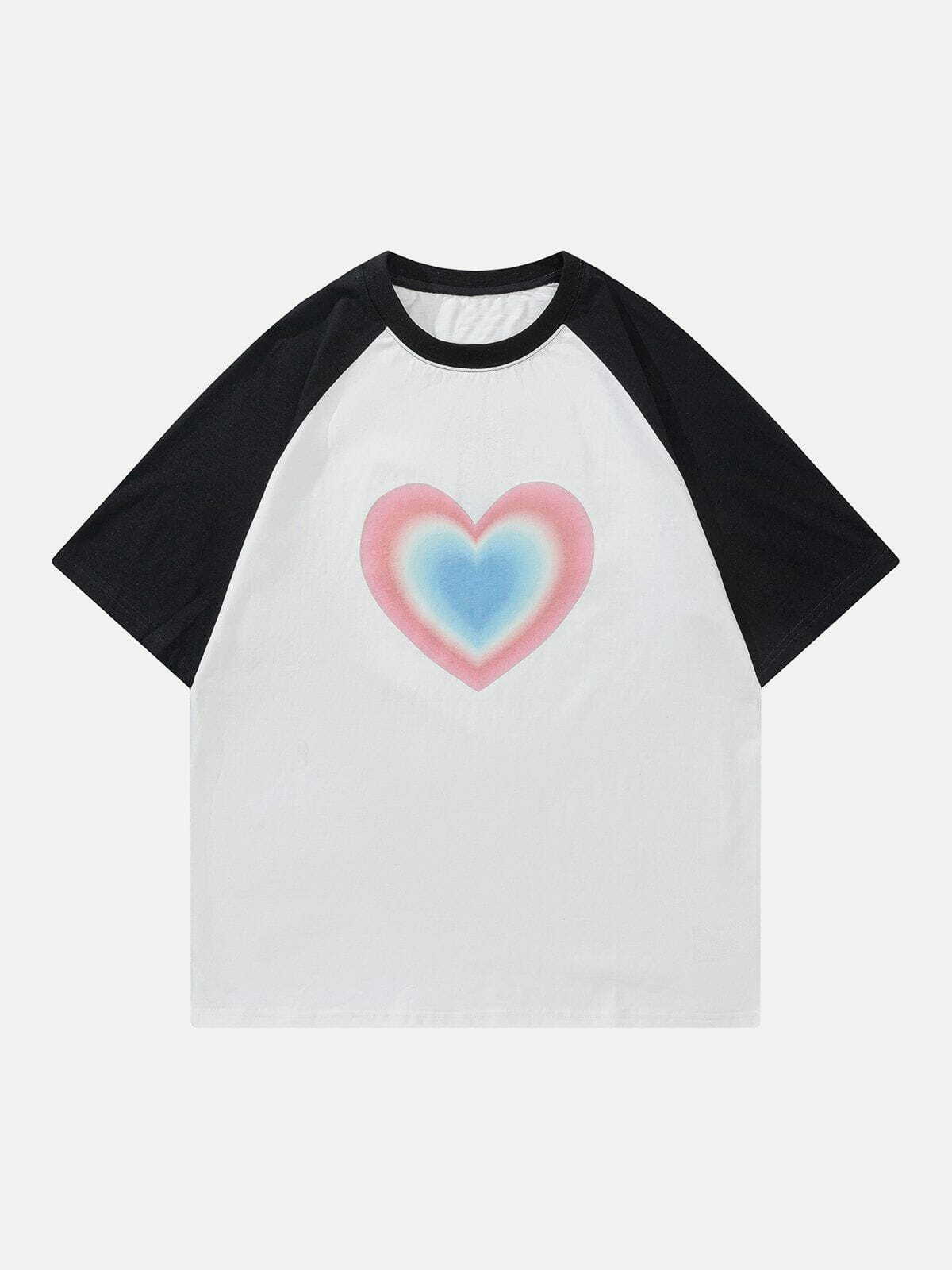 Y2K Aesthetic Gradient Heart Print Tee - Cute Summer Outfit for 90s Fashion Lovers