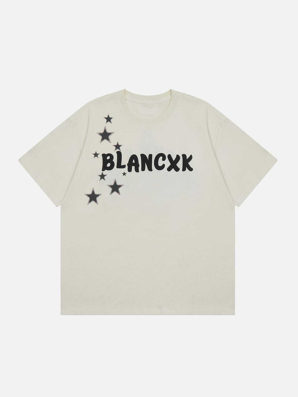 Y2K Aesthetic Gradient Star Ring Letter Tee - Trendy Summer Outfit for 2000s Fashion Lovers