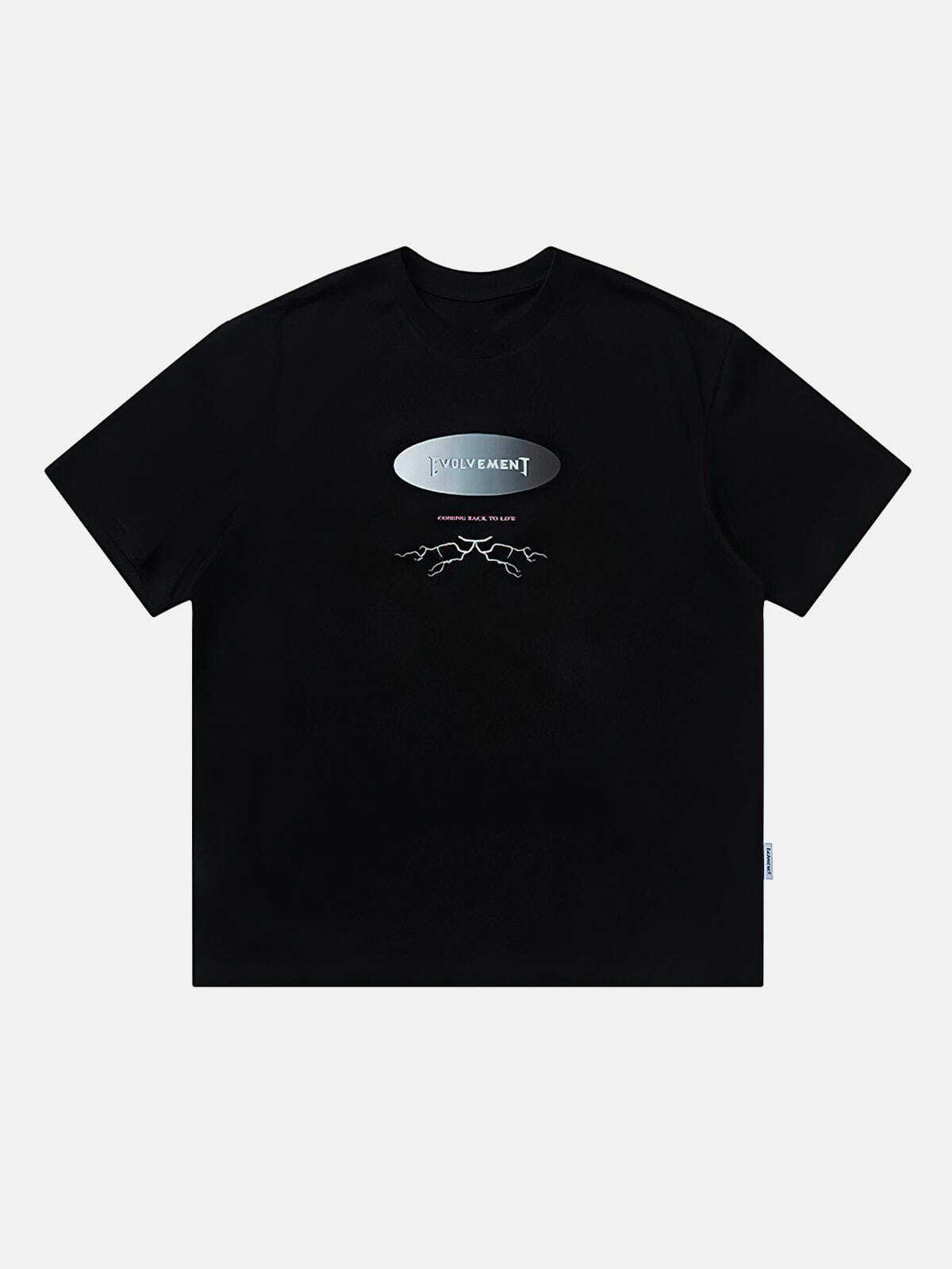 Y2K Aesthetic Gradient Stereoscopic Letter Tee - Trendy 90s Grunge Style for Summer Outfits