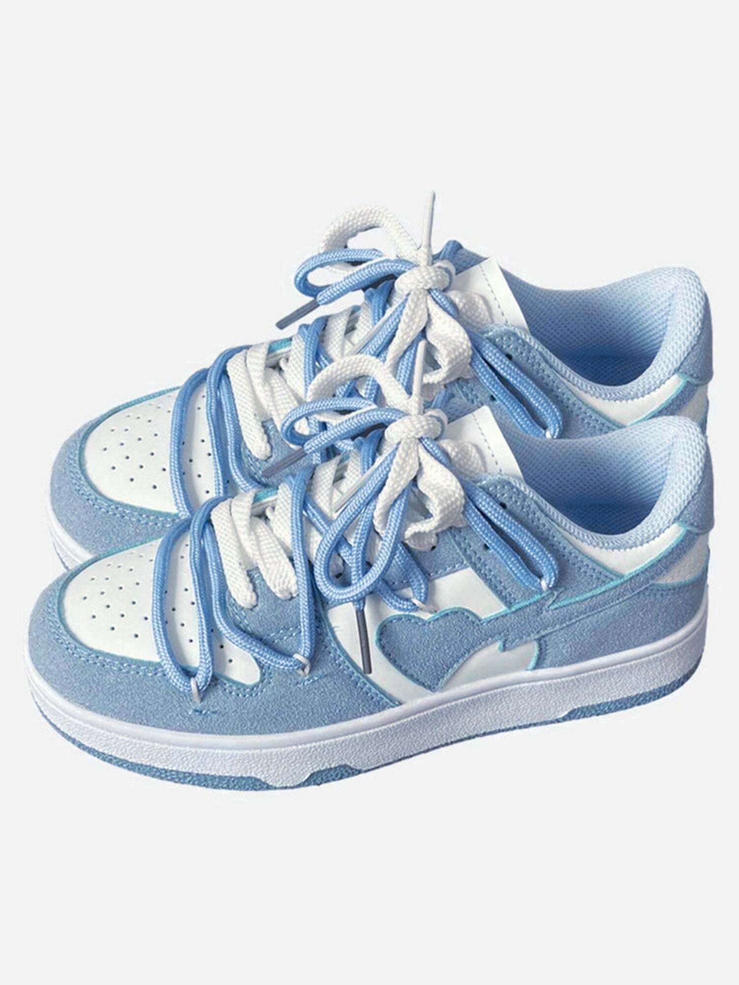 Y2K Aesthetic Haze Blue Breathable Board Shoes for Summer Outfits & 90s Fashion Vibes