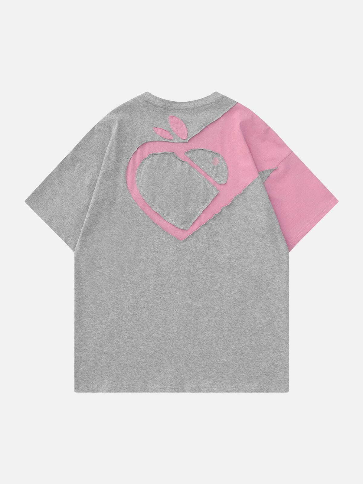 Y2K Aesthetic Heart Apple Embroidered Tee - Cute Summer Outfit for 90s Fashion Lovers