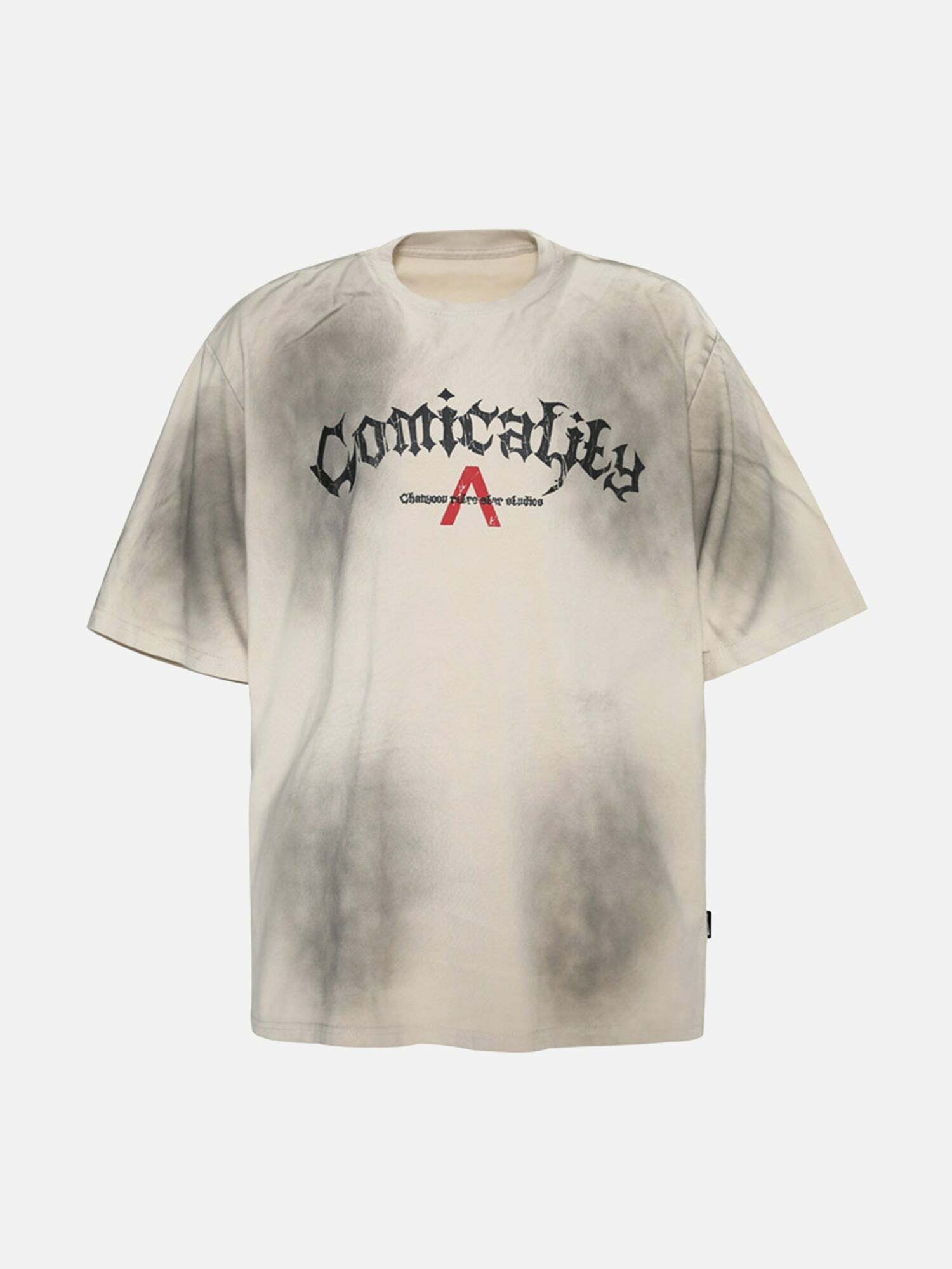 Y2K Aesthetic Inverted V Letter Print Spray Color Tee - Trendy 90s Grunge Summer Outfit