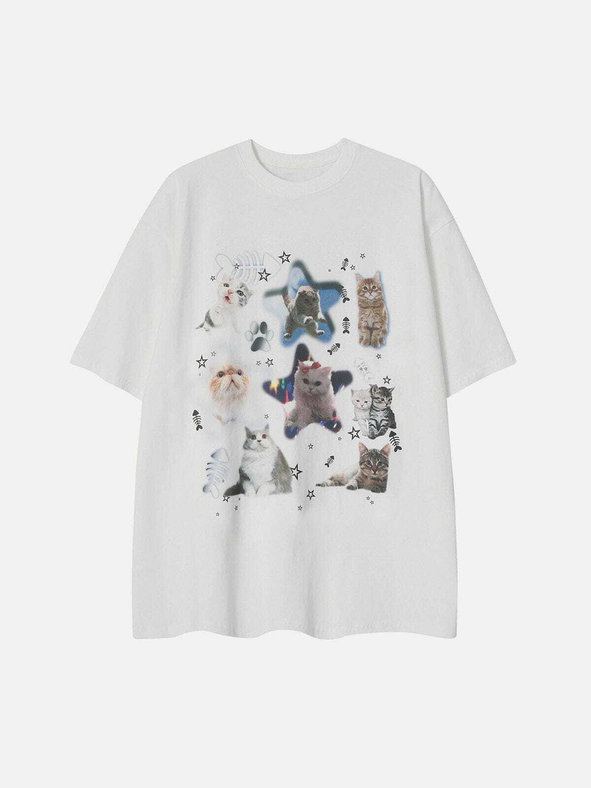 Y2K Aesthetic Irregular Pet Print Tee - Trendy Grunge Style for Summer Outfits & Cute Looks