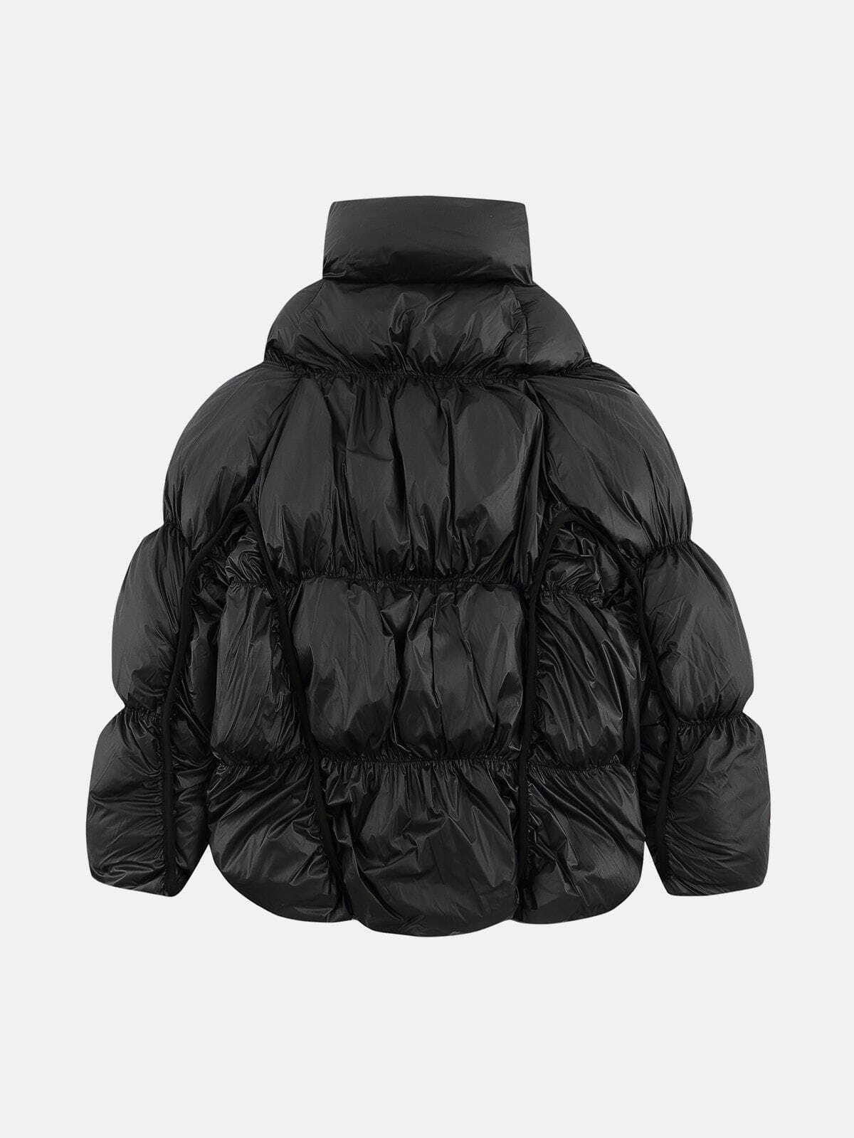 Y2K Aesthetic Irregular Split Pleats Winter Coat for Grunge & 90s Fashion Lovers