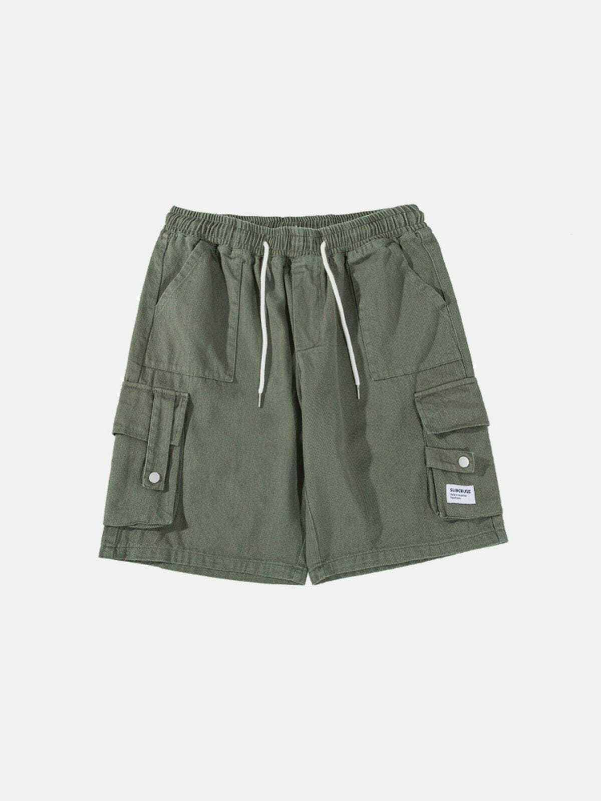 Y2K Aesthetic Large Pocket Patchwork Cargo Shorts for Summer, Grunge Style & 90s Fashion Vibes