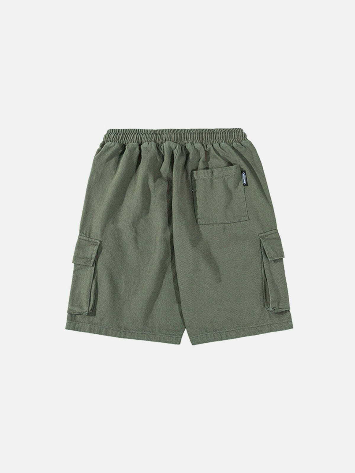 Y2K Aesthetic Large Pocket Patchwork Cargo Shorts for Summer, Grunge Style & 90s Fashion Vibes