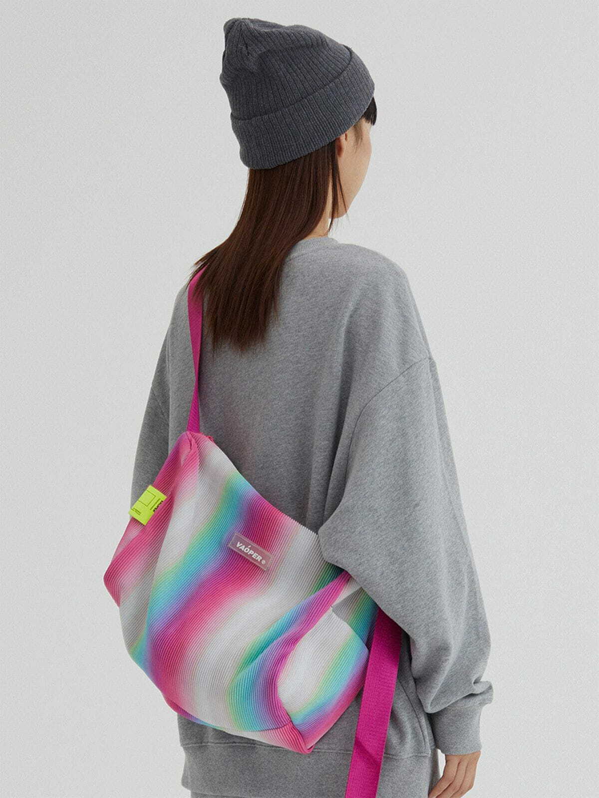 Y2K Aesthetic Laser Rose Gradient Bag - Perfect for Summer Outfits, Grunge Style & 90s Fashion