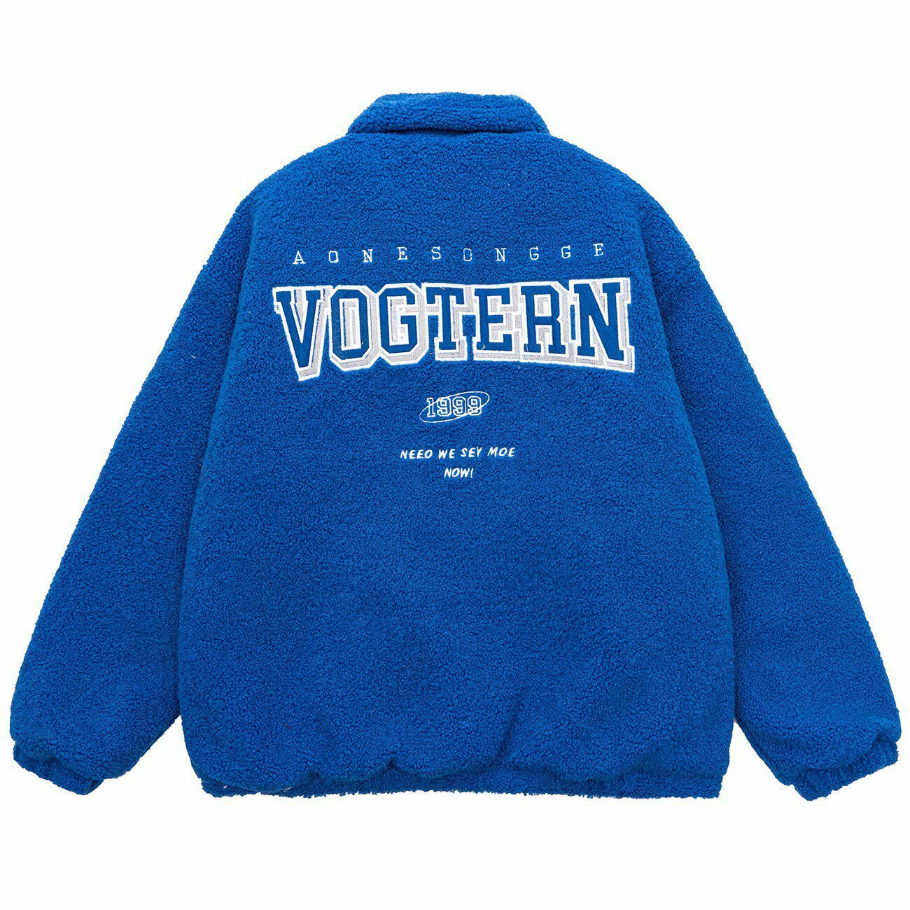 Y2K Aesthetic Letter Embroidery Sherpa Coat - Cozy Winter Outerwear for 90s Fashion Lovers