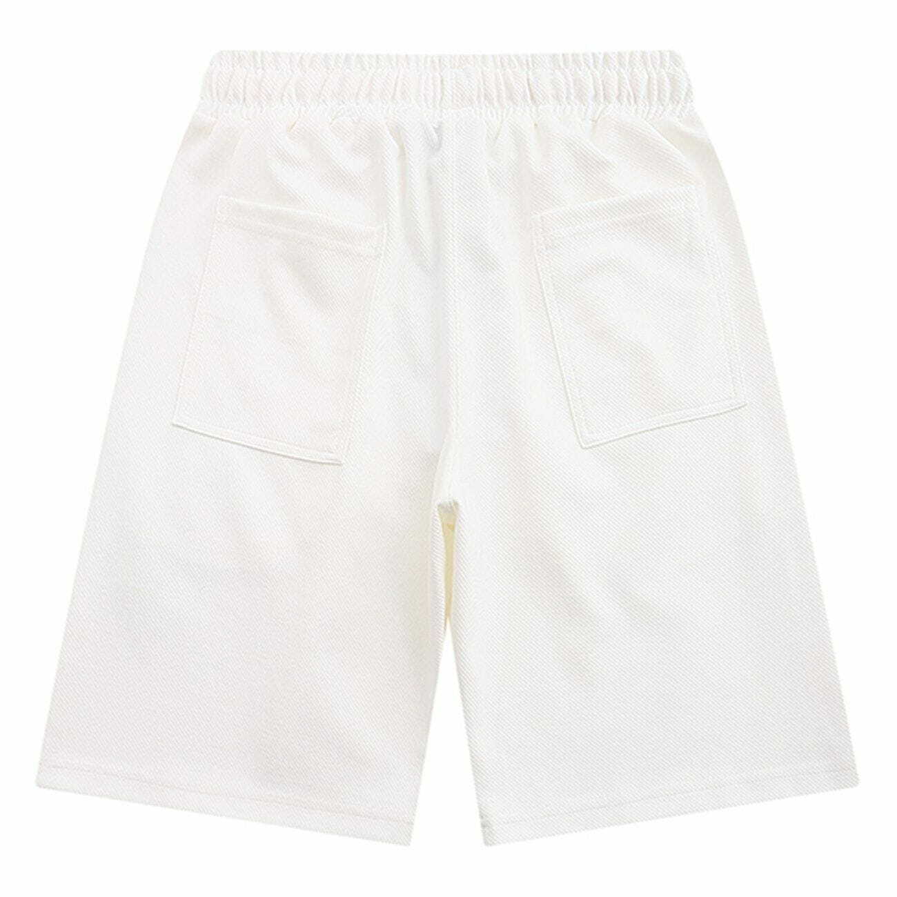 Y2K Aesthetic Letter Embroidery Solid Color Shorts for Trendy Summer Outfits & Casual Looks