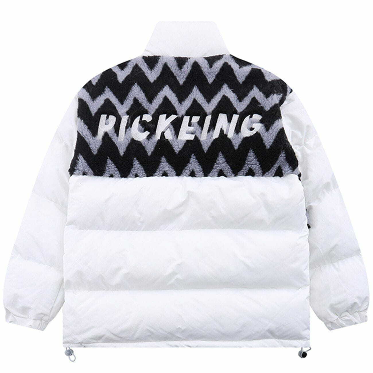 Y2K Aesthetic Letter Print Lamb Wool Puffer Jacket - Trendy 90s Grunge Style Outerwear