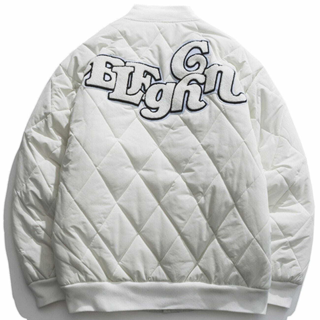 Y2K Aesthetic Letter Printed Rhombus Winter Coat for Grunge and 90s Fashion Lovers