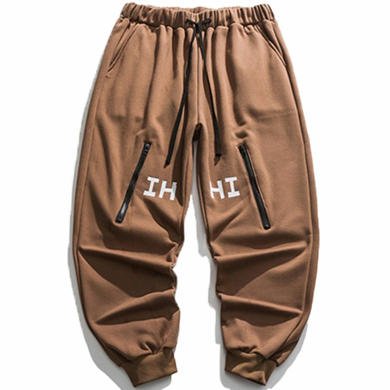 Y2K Aesthetic Letter Printed Zipper Design Sweatpants for Grunge and 90s Fashion Lovers