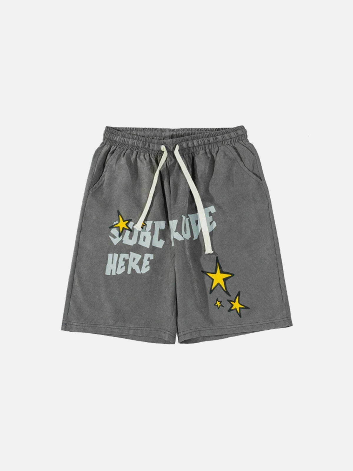 Y2K Aesthetic Letter Stars Graphic Shorts for Summer, Grunge Style, and Cute Outfits