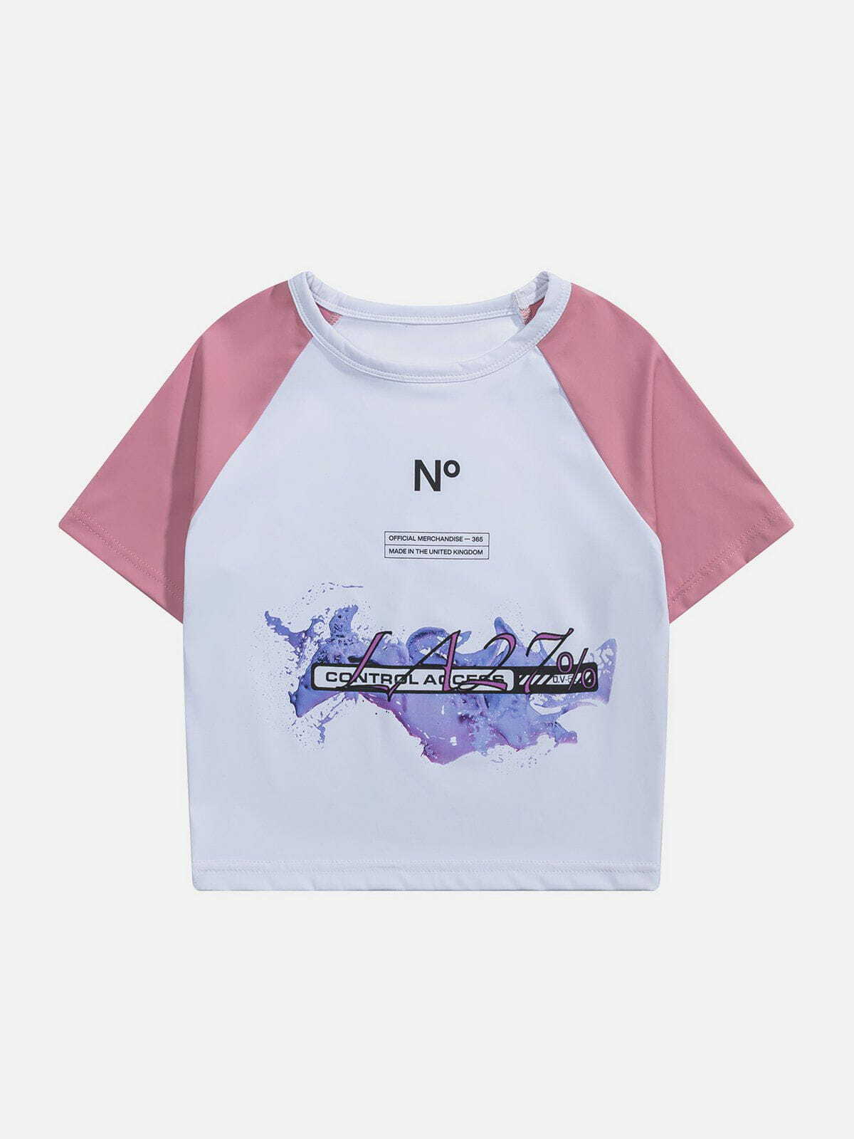 Y2K Aesthetic Lettering Print Patchwork Tee - Trendy 90s Grunge Style for Summer Outfits