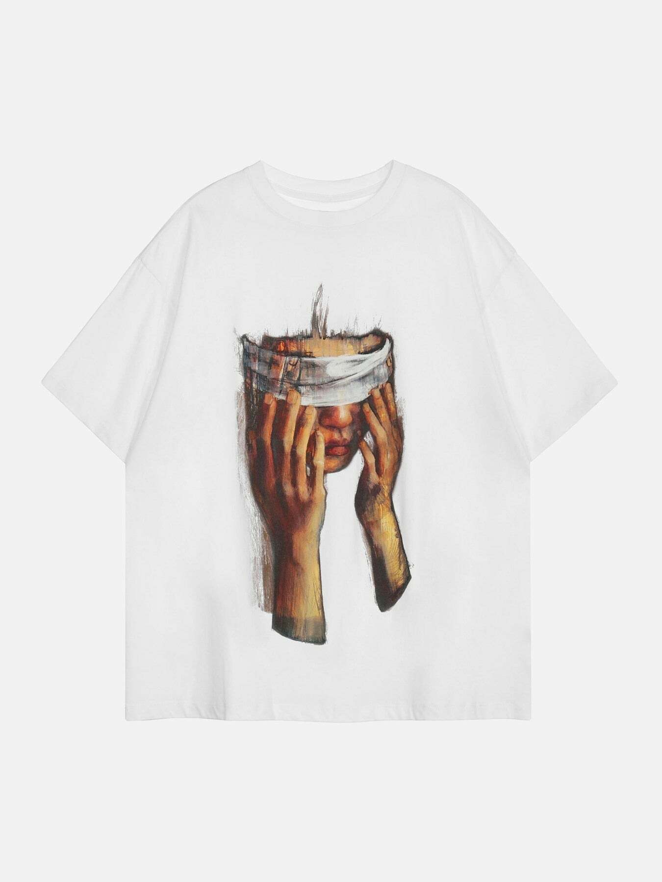 Y2K Aesthetic Loose Print Round Neck Tee - Perfect for Summer Outfits & 90s Grunge Style