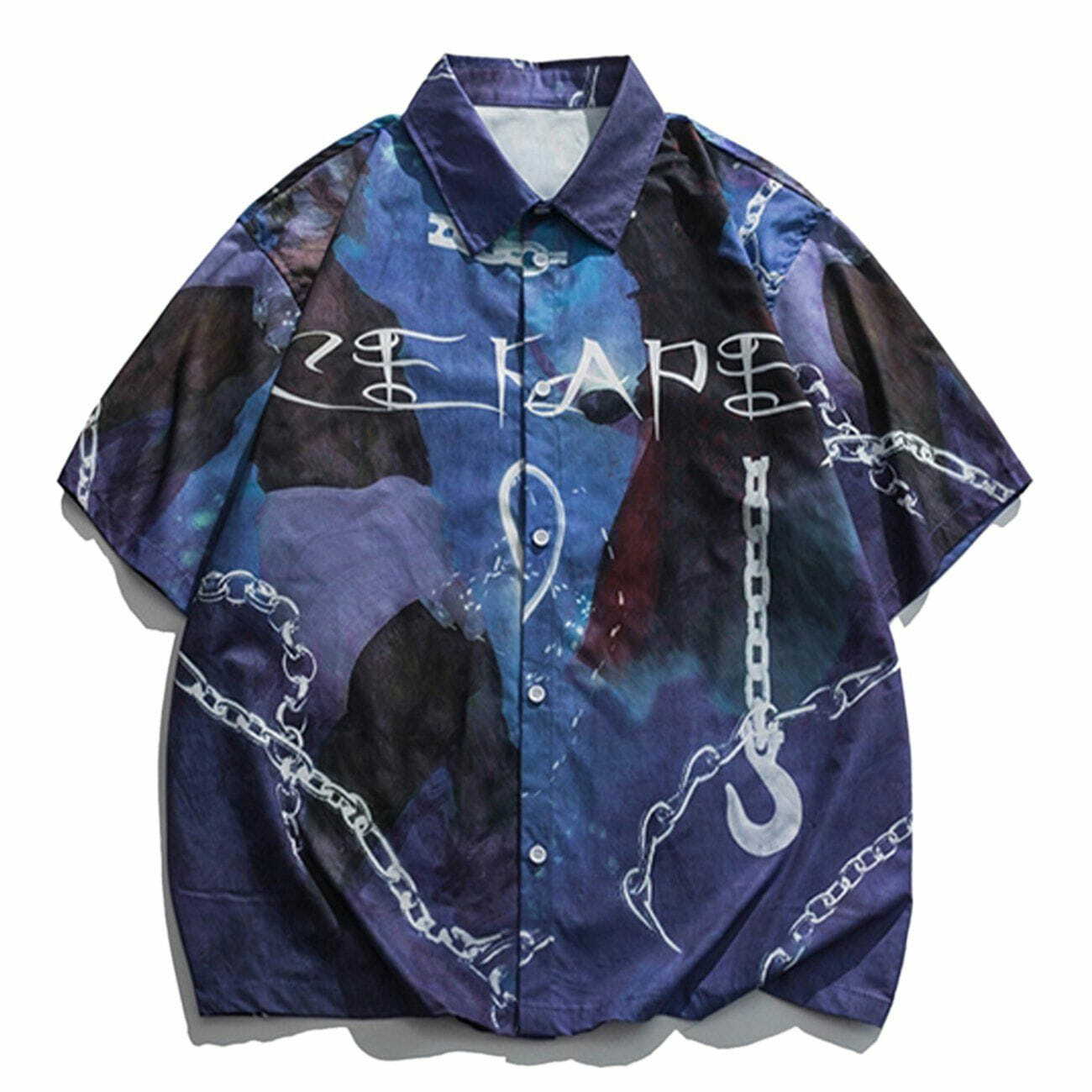 Y2K Aesthetic Love Chain Short Sleeve Shirt - Trendy 90s Grunge Style for Summer Outfits