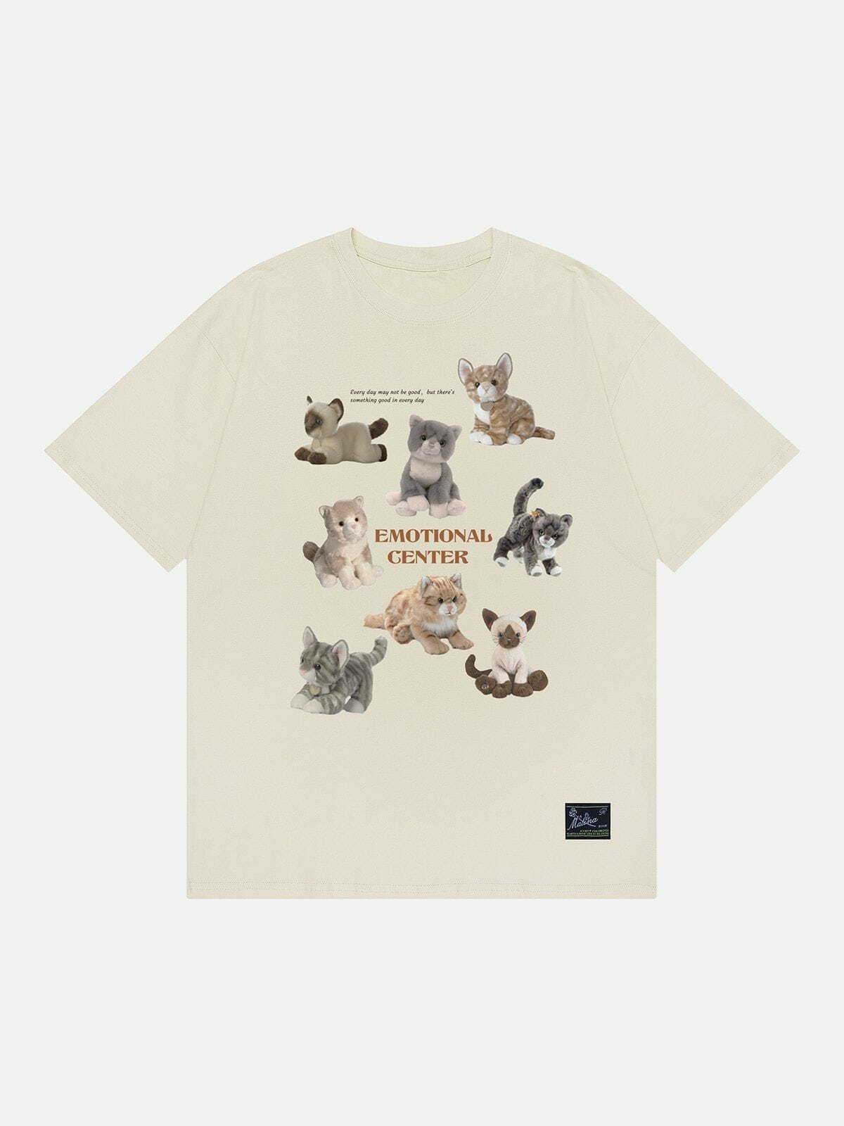 Y2K Aesthetic Male Cats Print Tee - Vintage 90s Grunge Style for Trendy Summer Outfits