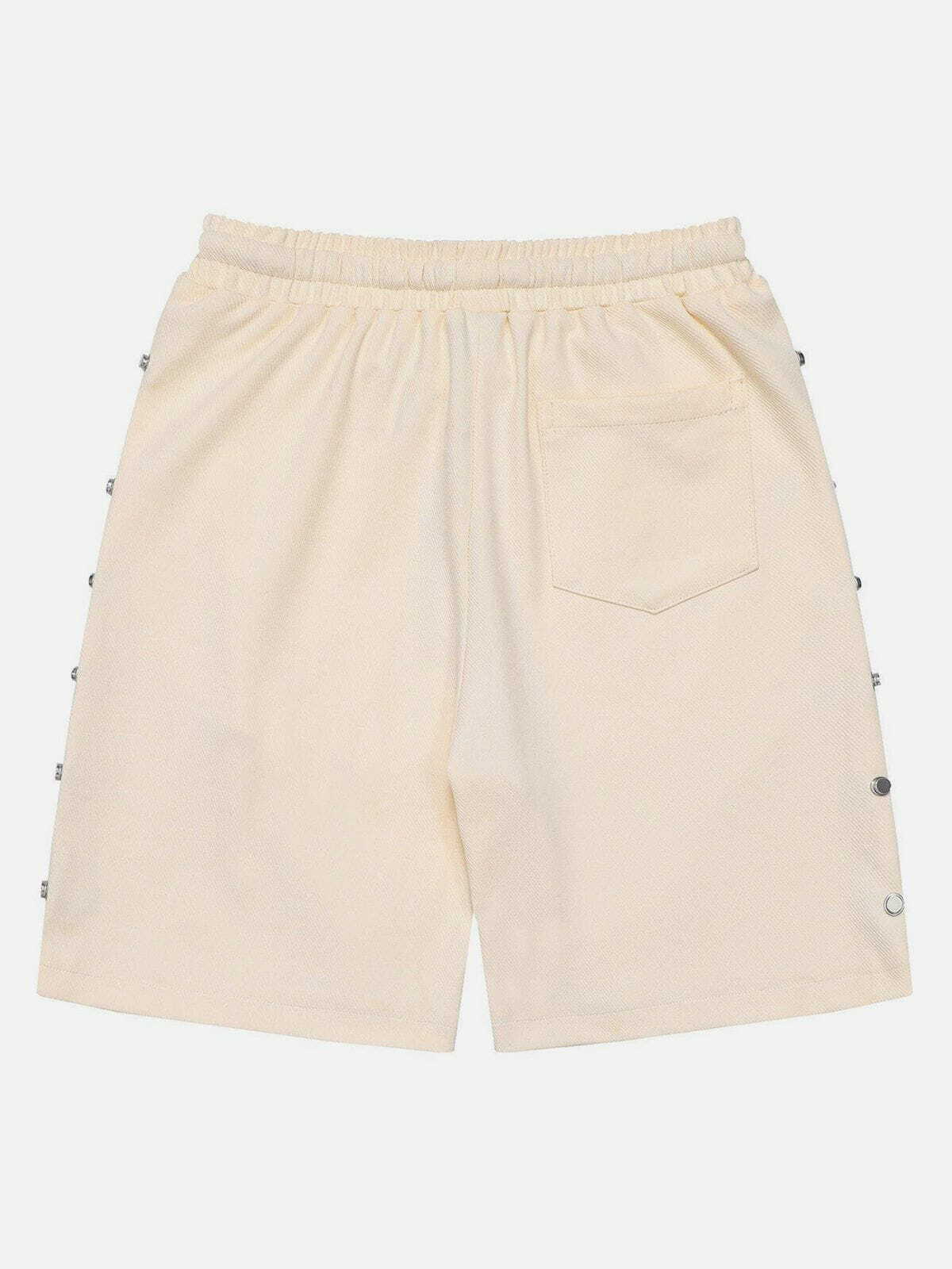 Y2K Aesthetic Metal Snap Button Drawstring Shorts for Summer, Grunge & 90s Fashion Vibes