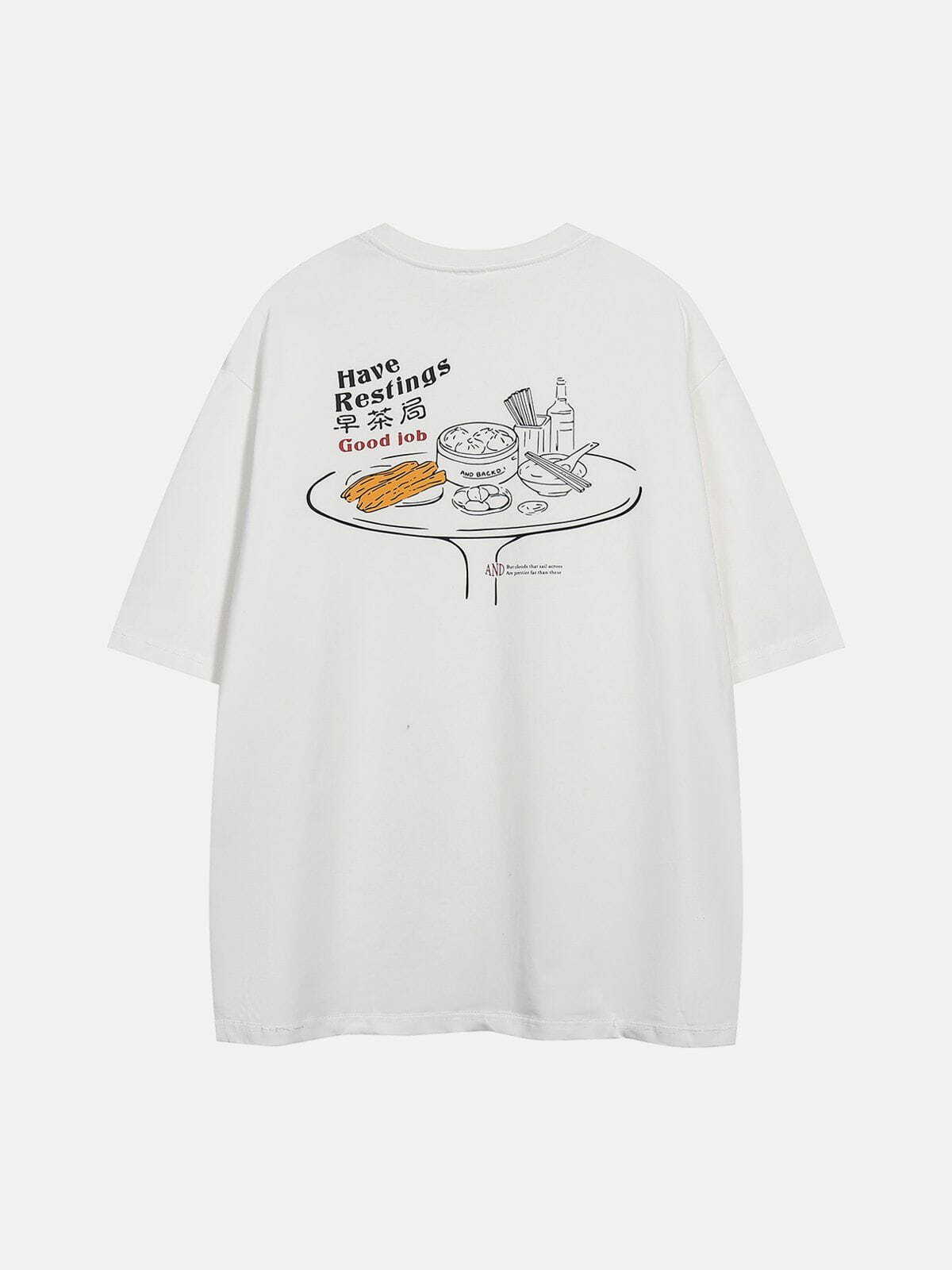 Y2K Aesthetic Morning Tea Print Tee - Vintage 90s Grunge Style for Effortless Summer Outfits