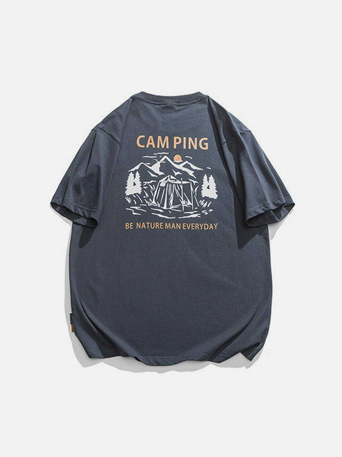 Y2K Aesthetic Mountain Camping Graphic Tee - Vintage 90s Style for Summer Adventures