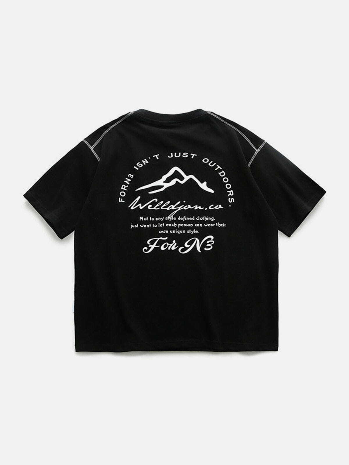 Y2K Aesthetic Mountain Letter Print Tee - Vintage 90s Grunge Style for Trendy Outfits