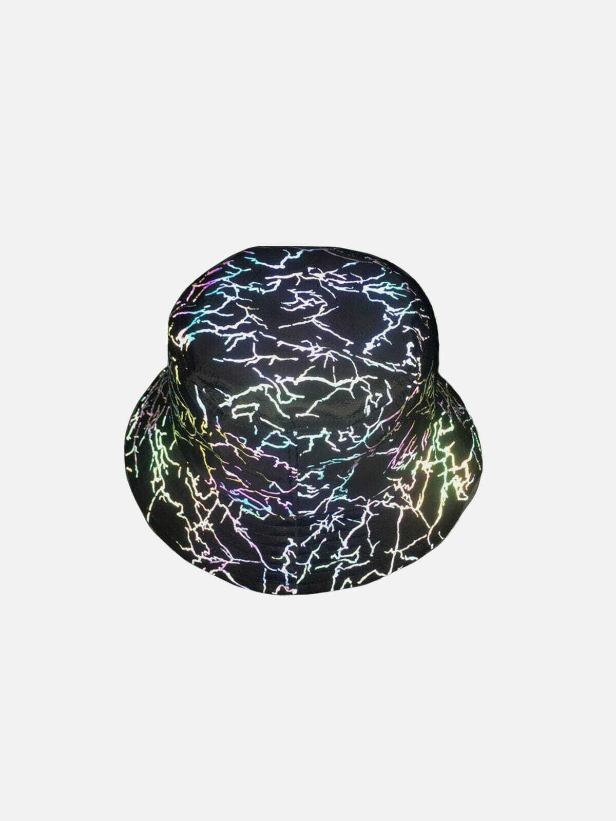 Y2K Aesthetic Multicolor Reflective Fisherman Hat for Trendy Summer Outfits & Grunge Style