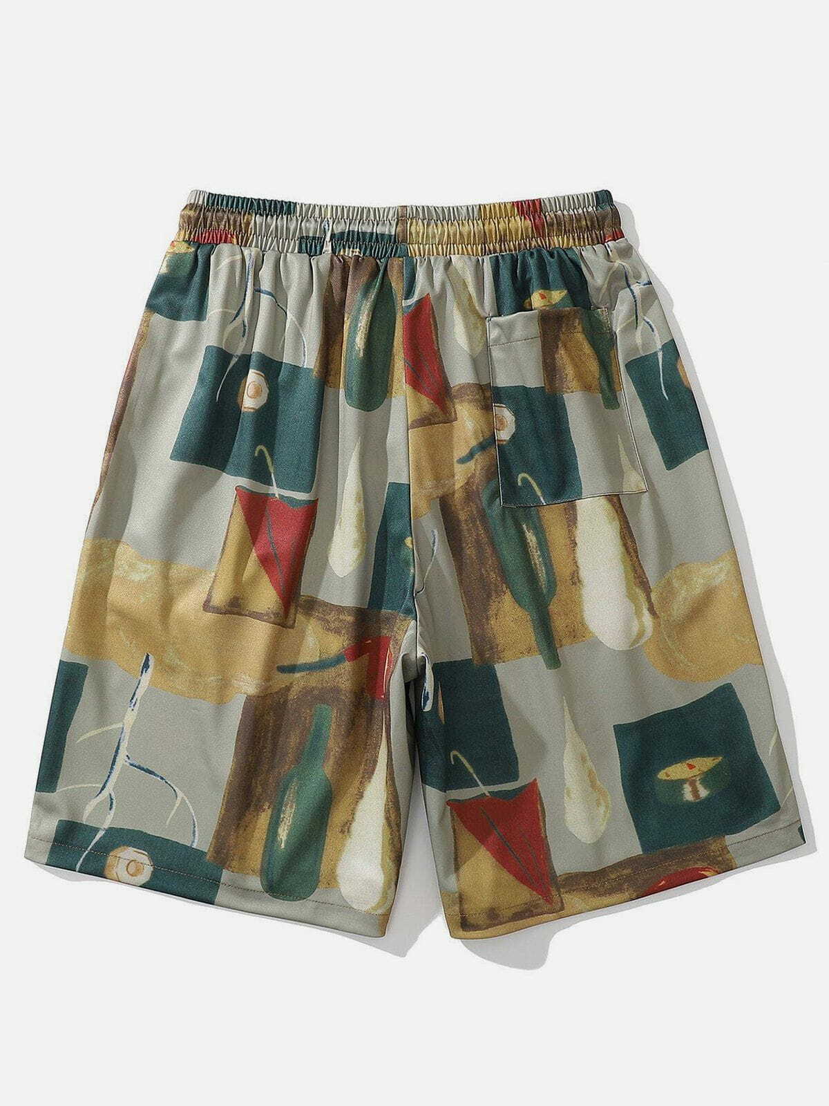 Y2K Aesthetic Oil Painting Drawstring Shorts for Summer, Grunge Style, and Cute Outfits