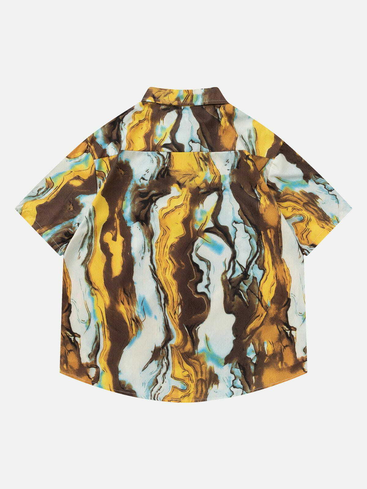 Y2K Aesthetic Oil Painting Elements Short Sleeve Shirt - Trendy 90s Grunge Style Top