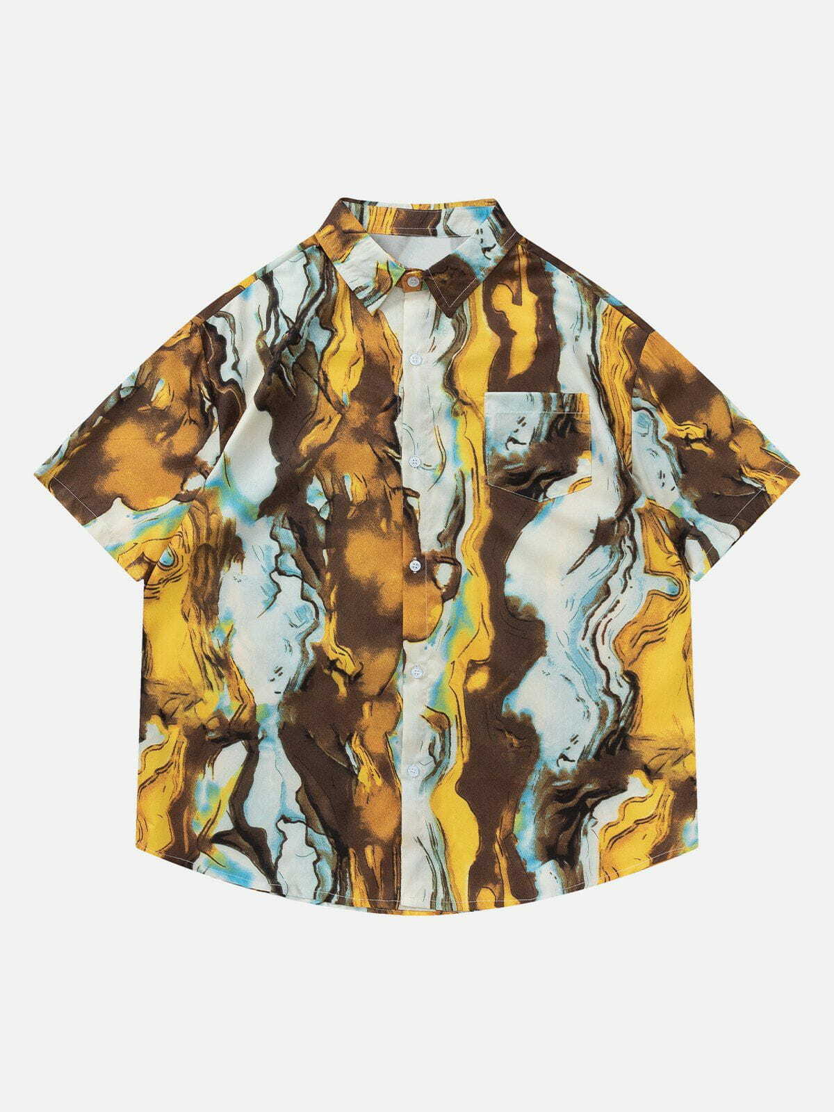 Y2K Aesthetic Oil Painting Elements Short Sleeve Shirt - Trendy 90s Grunge Style Top