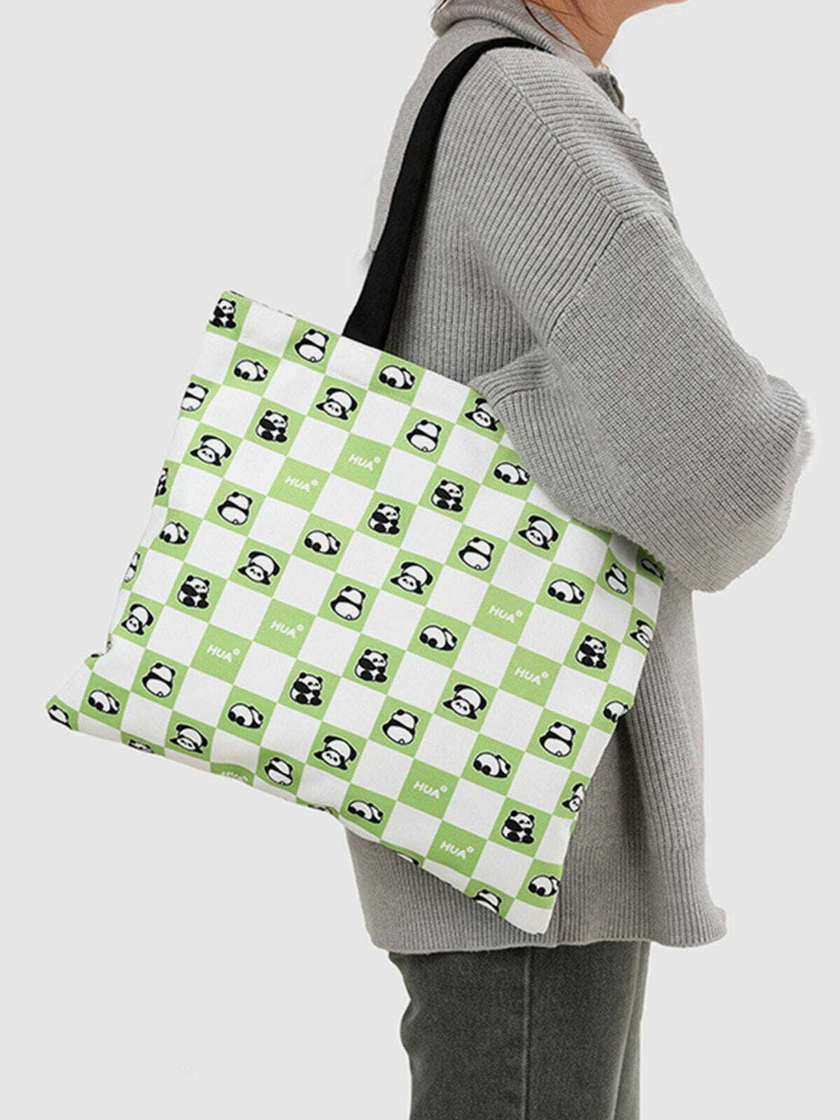 Y2K Aesthetic Panda Pattern Shoulder Bag - Cute 90s Style Accessory for Summer Outfits