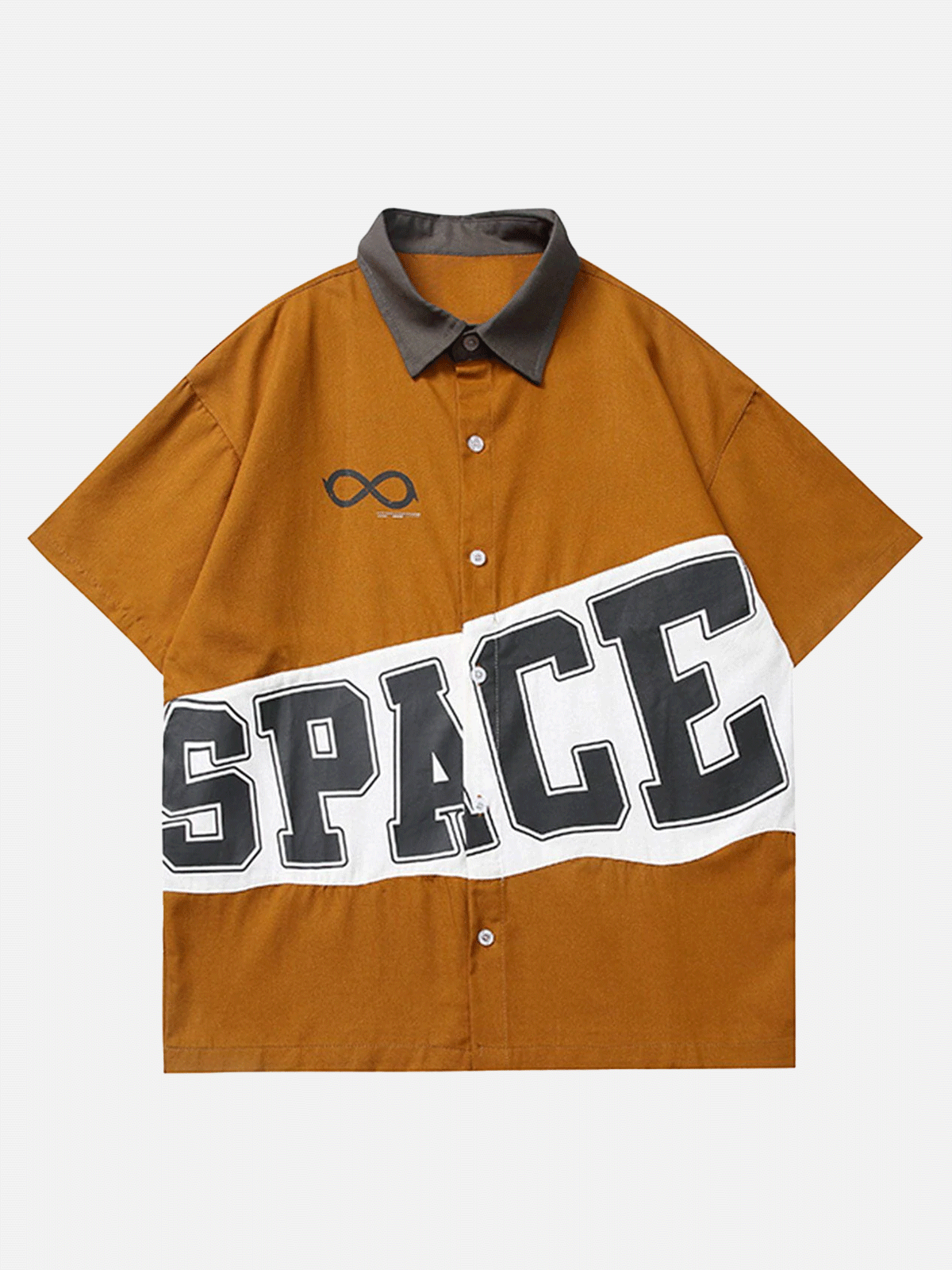 Y2K Aesthetic Patchwork 'SPACE' Short Sleeve Shirt - Trendy 90s Grunge Summer Outfit