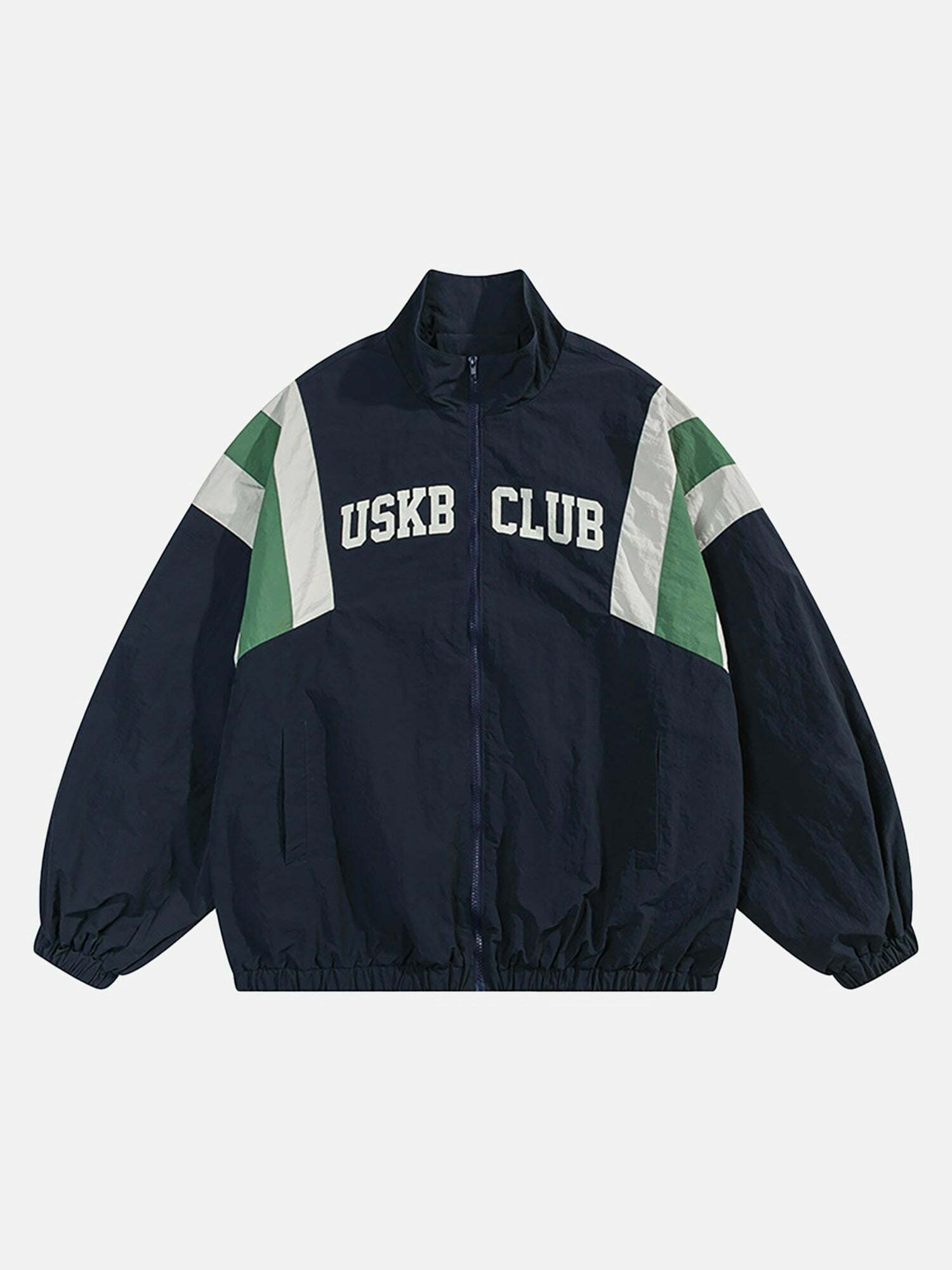 Y2K Aesthetic Patchwork Windbreaker Jacket - Retro 90s Grunge Style for Summer Outfits