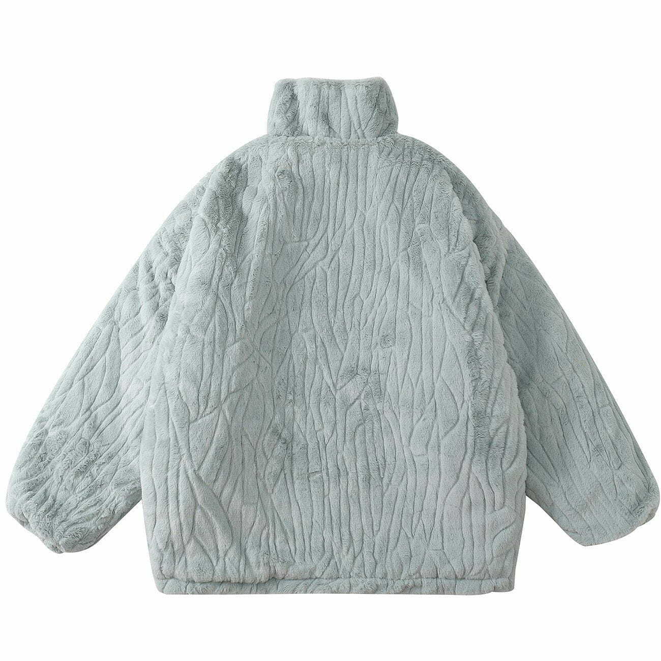 Y2K Aesthetic Plush Winter Coat - Solid Color, Cozy Texture for Grunge & 90s Fashion Lovers