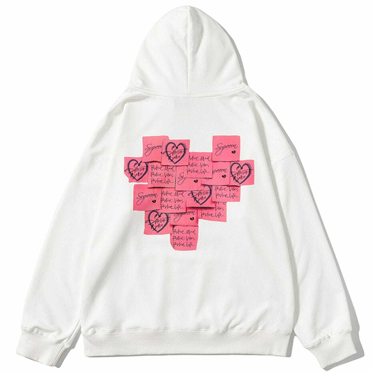 Y2K Aesthetic Post-It Note Print Hoodie - Trendy Grunge Style for Summer Outfits & Casual Looks