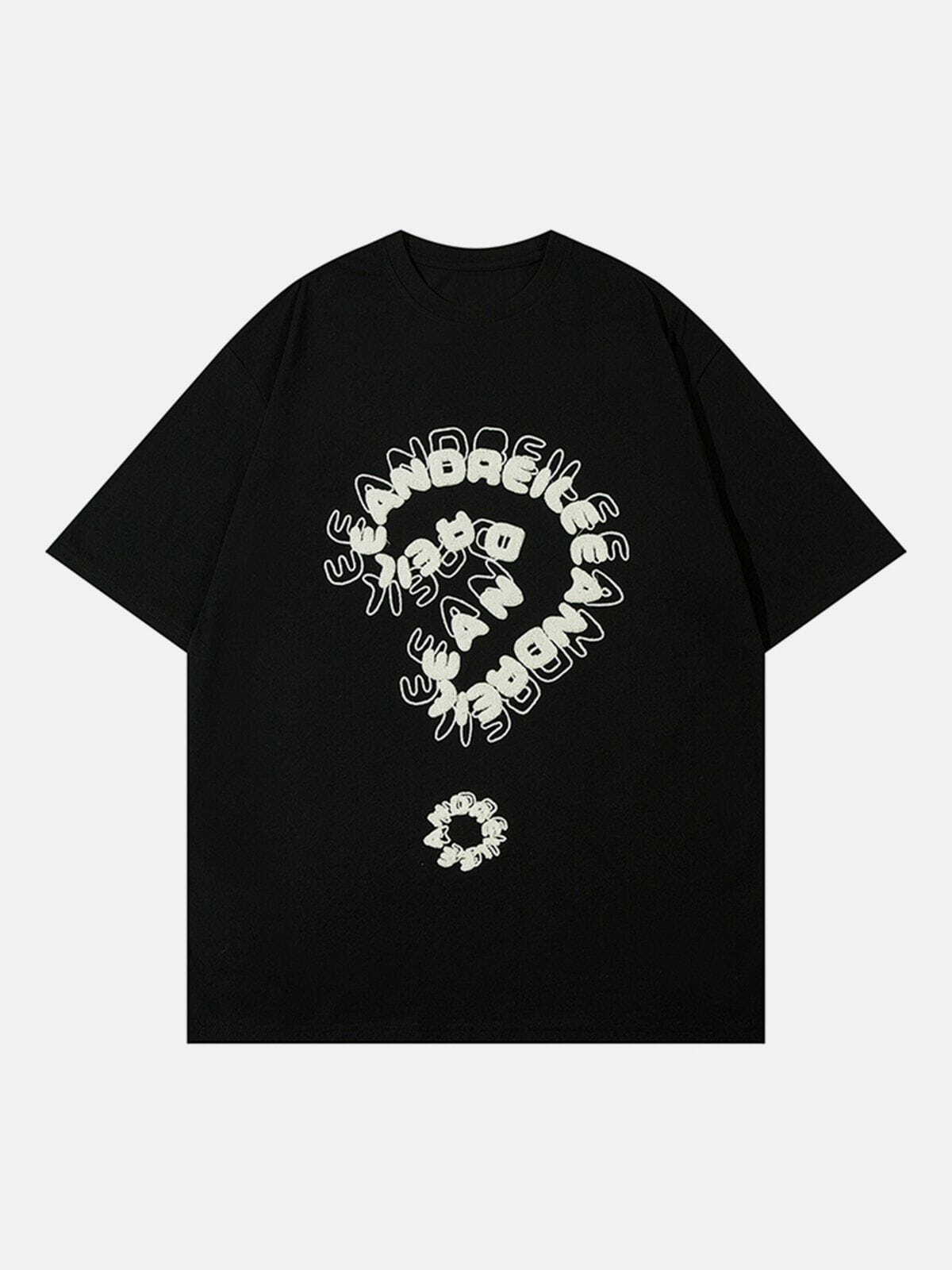 Y2K Aesthetic Question Mark Print Tee - Trendy Summer Outfit for Grunge & 90s Fashion Lovers