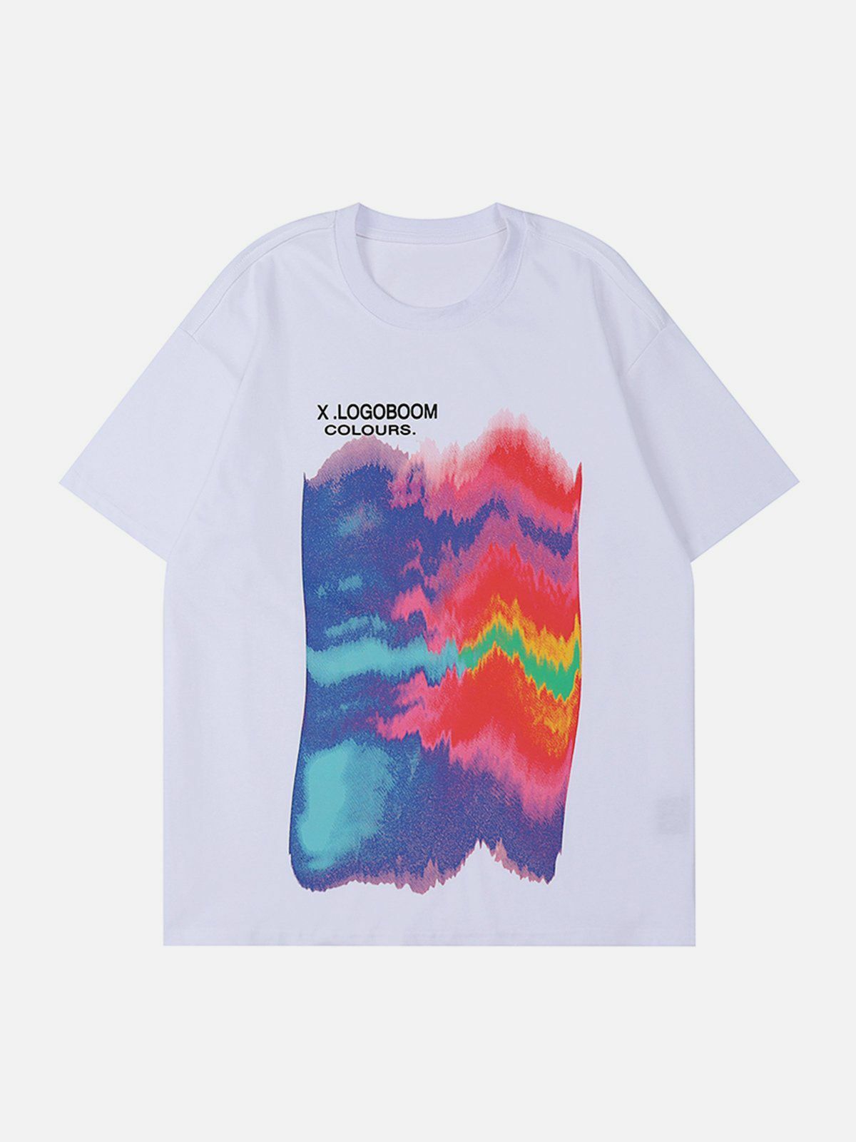 Y2K Aesthetic Rainbow Oil Painting Tee - Vintage 90s Grunge Style Summer Top for Trendy Outfits