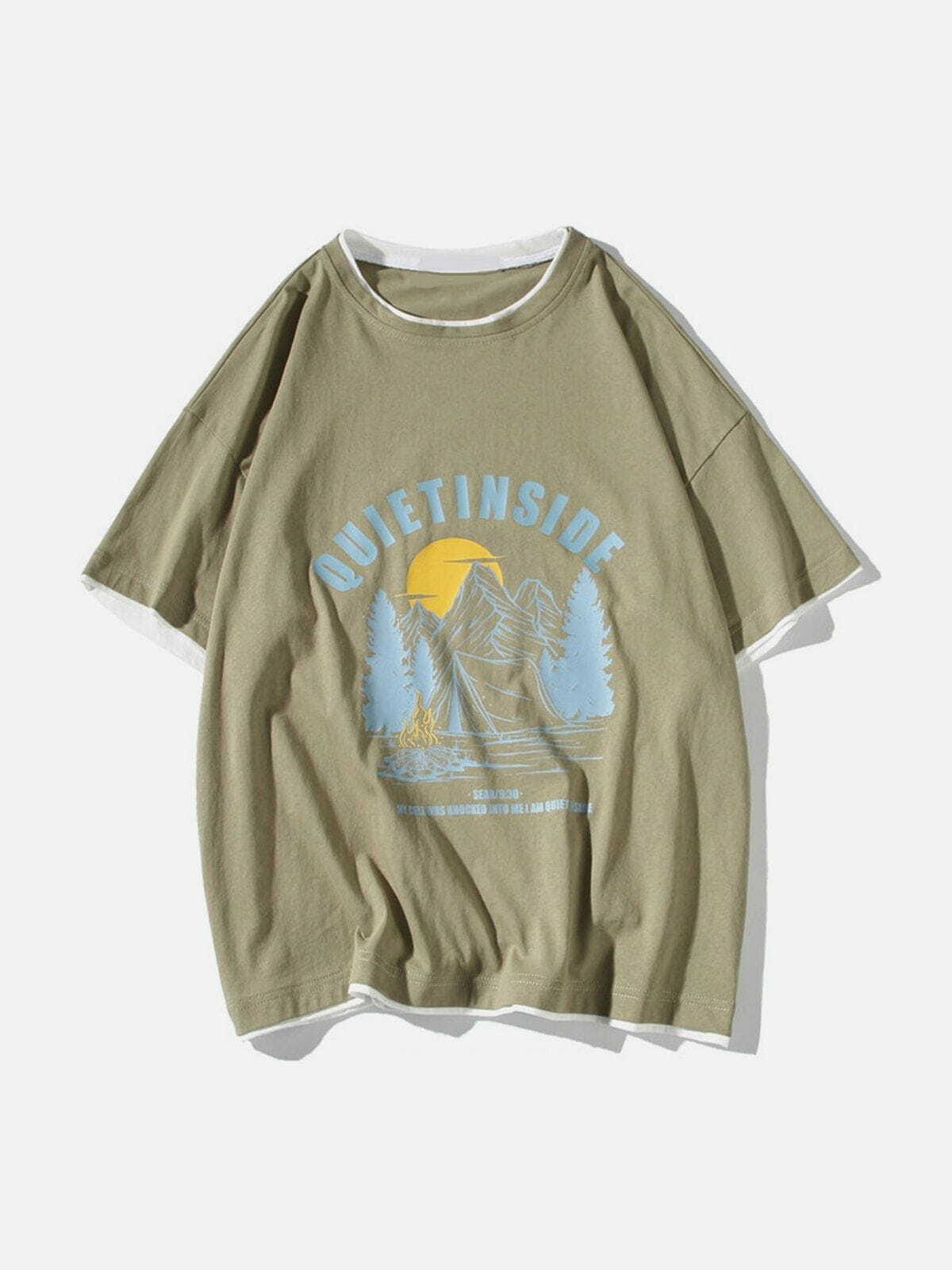 Y2K Aesthetic Scenery Print Tee - Vintage 90s Grunge Style for Effortless Summer Outfits