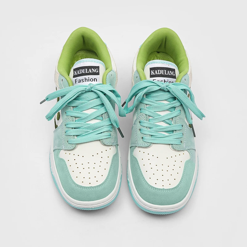 Y2K Aesthetic Smile Embroidery Sneakers in Green - Trendy 90s Fashion Footwear for Cute Outfits