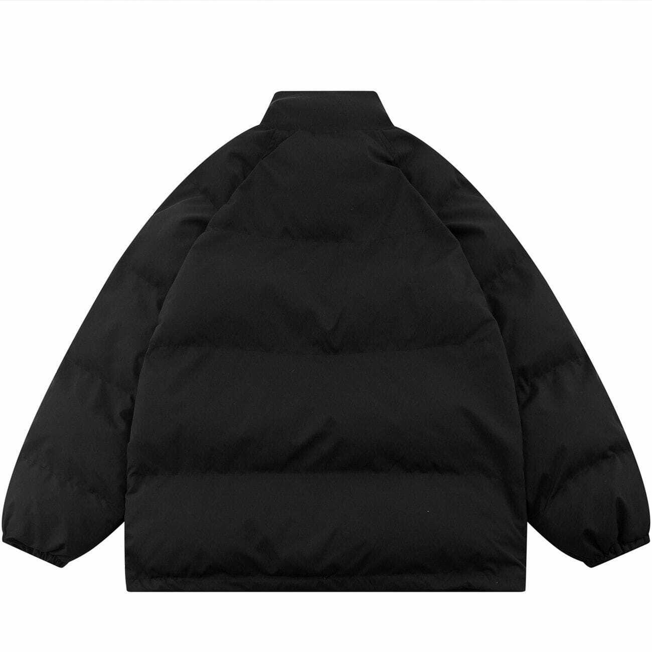 Y2K Aesthetic Solid Color Stand Collar Puffer Jacket for Trendy 90s Grunge & Summer Outfits