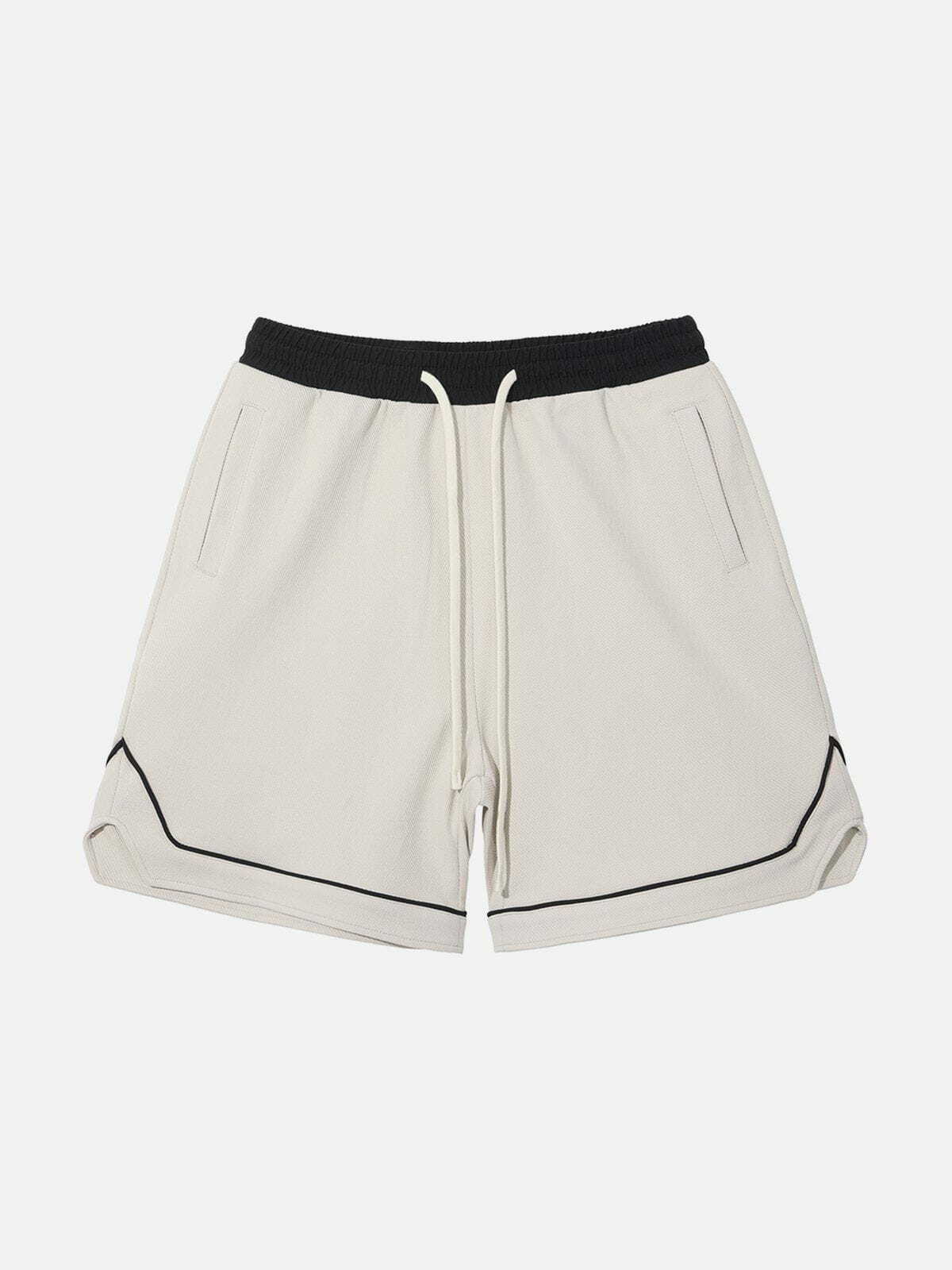 Y2K Aesthetic Splicing Drawstring Shorts - Trendy 90s Grunge Summer Outfit for Effortless Style